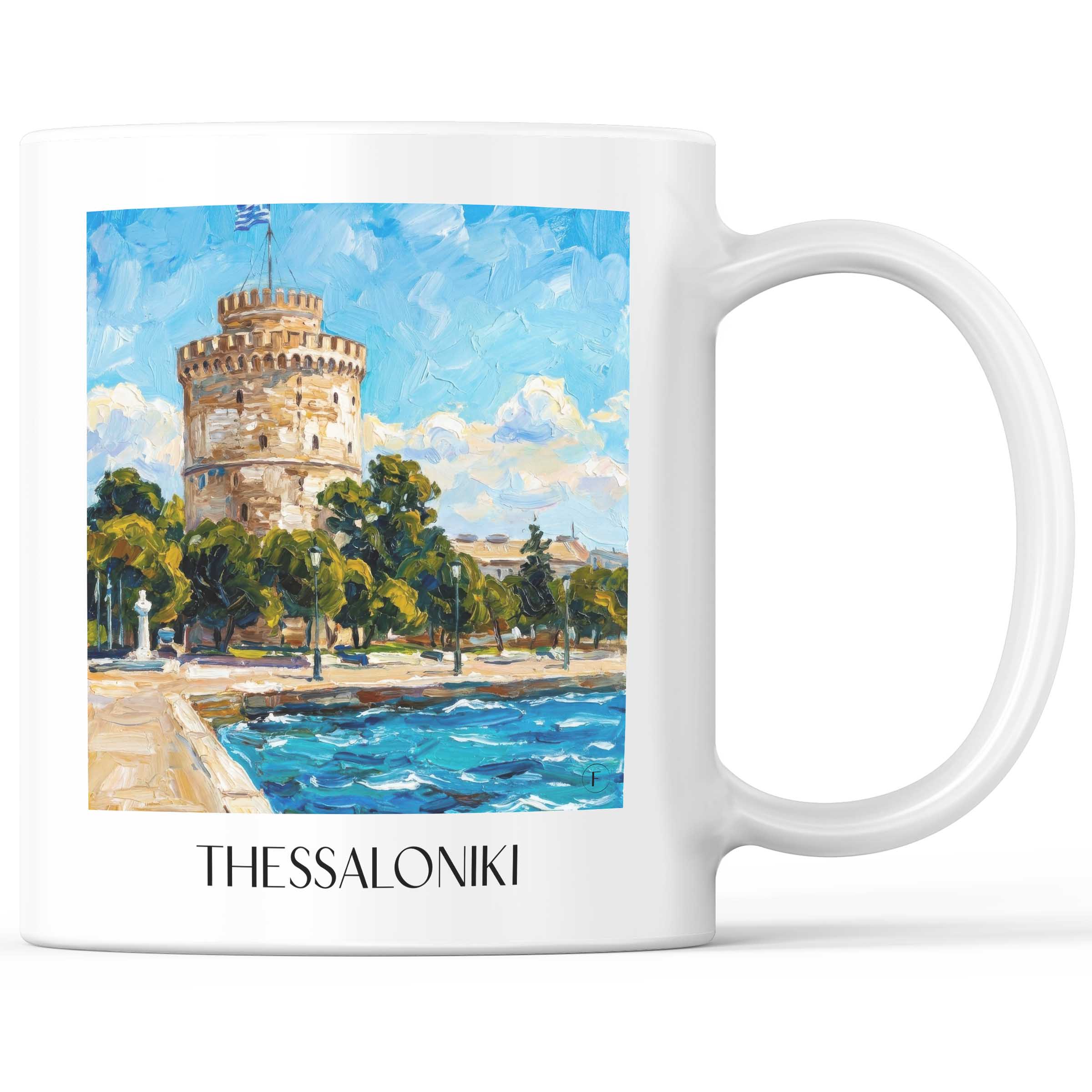Thessaloniki - Griechenland Becher - Kaffeetasse im Ölgemälde Stil