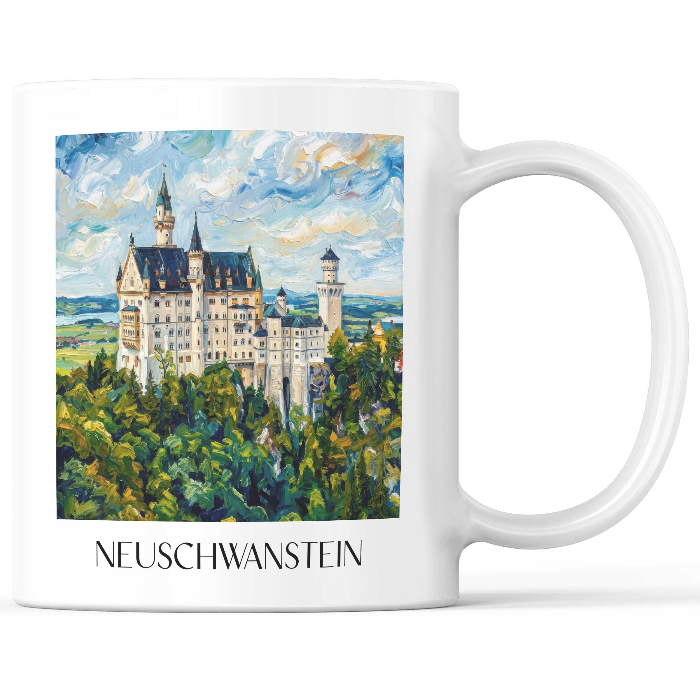 Neuschwanstein - Deutschland Becher - Kaffeetasse im Ölgemälde Stil