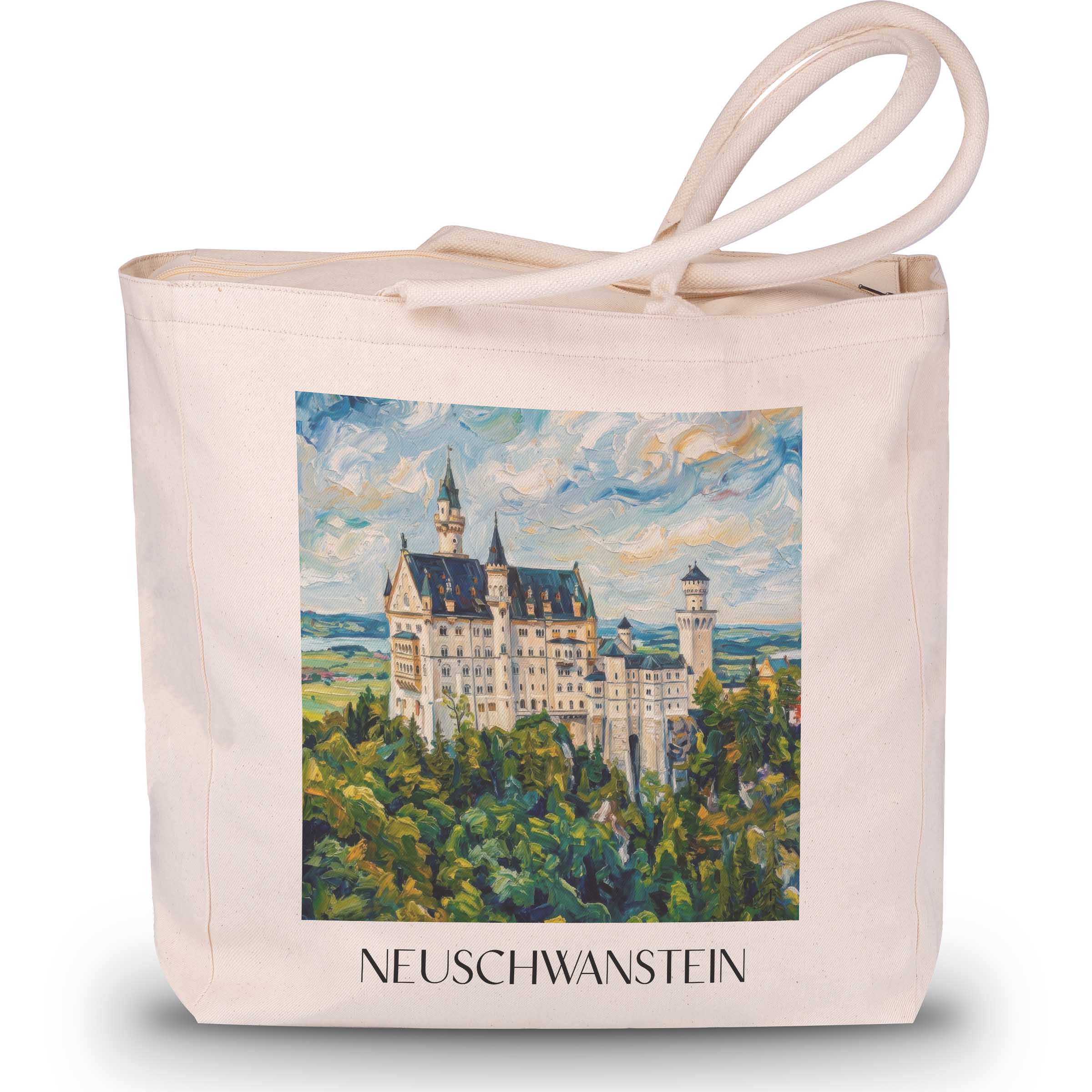 Neuschwanstein - Deutschland Tote Bag - Einkaufstasche im Ölgemälde Stil