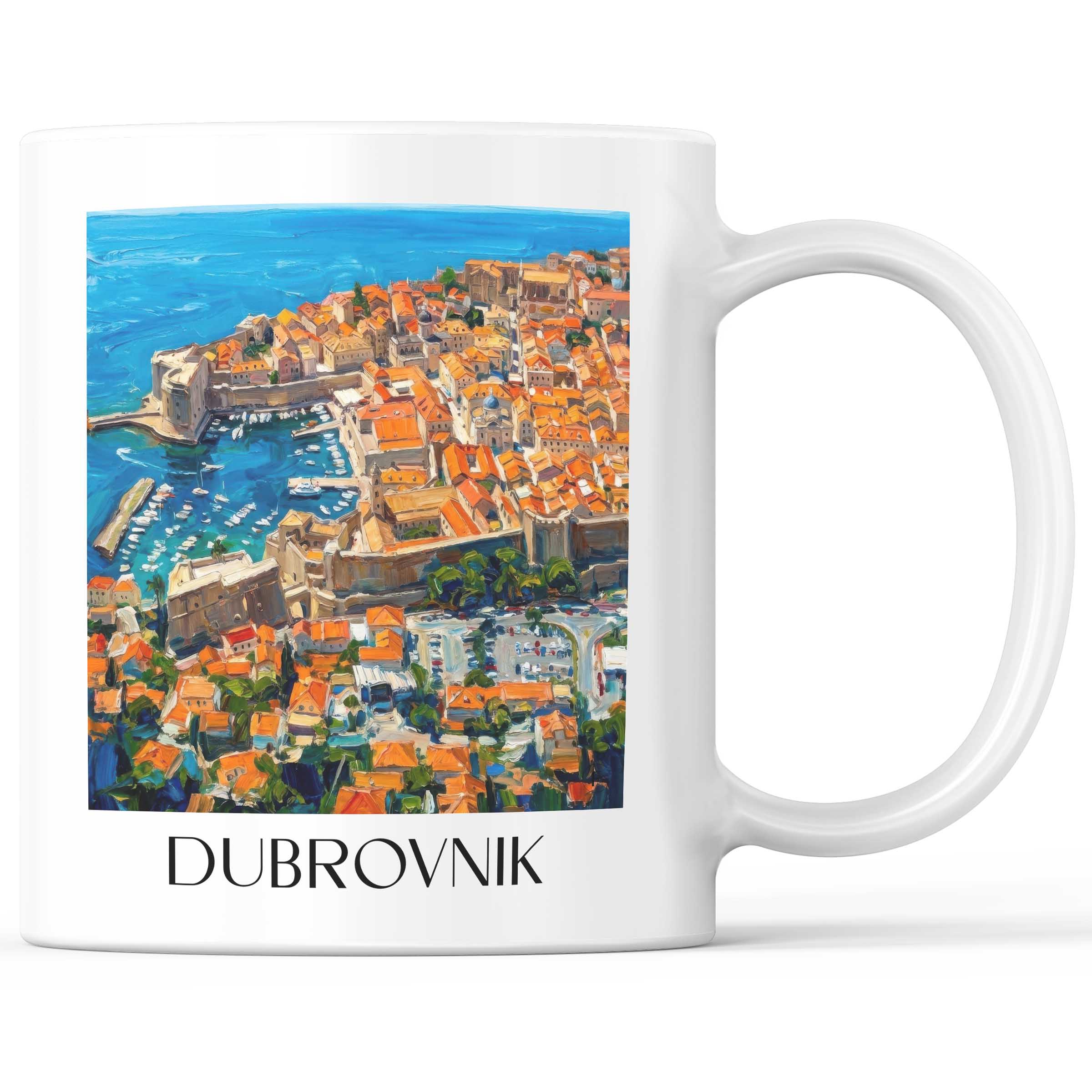 Dubrovnik - Kroatien Becher - Kaffeetasse im Ölgemälde Stil