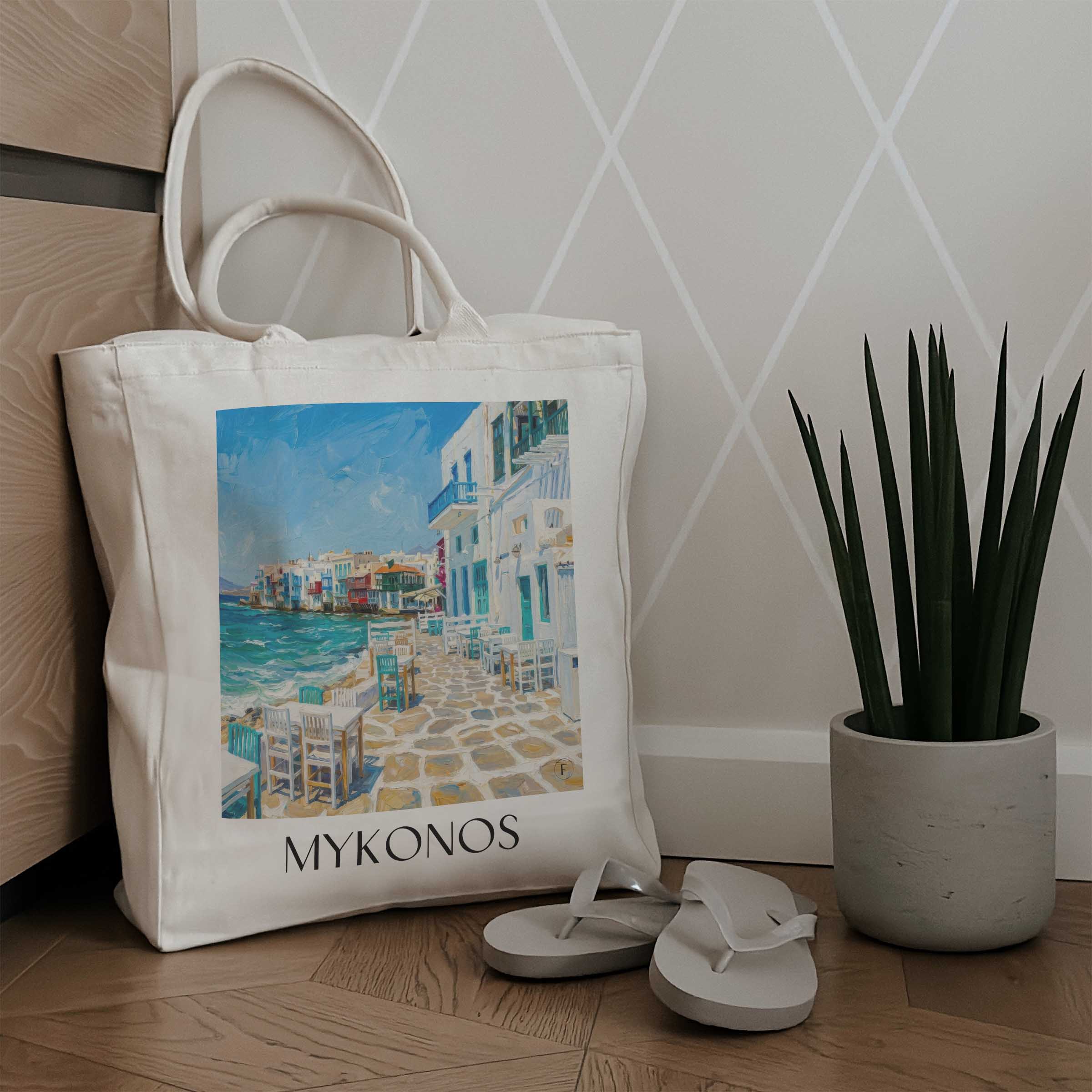 mykonos-griechenland-einkaufstasche-oil-painting-oelgemaelde