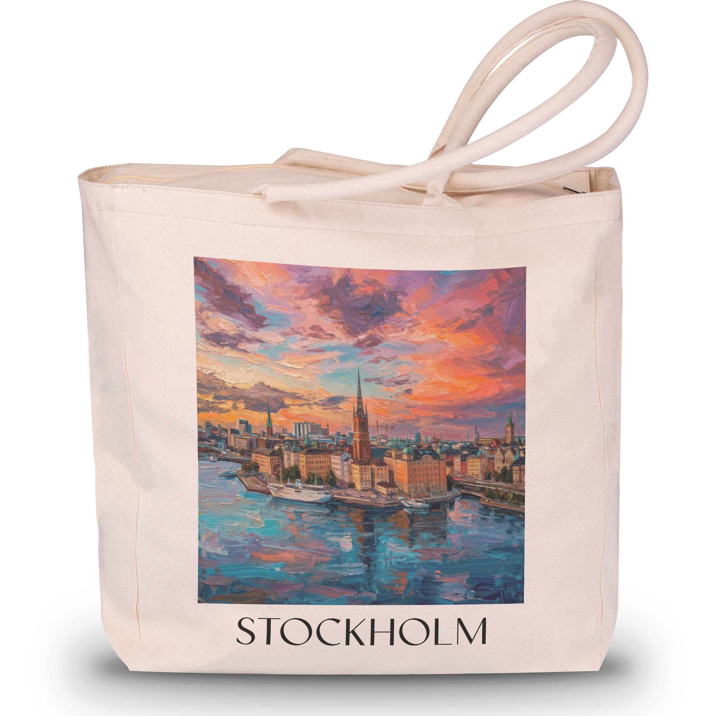 Stockholm - Schweden Tote Bag - Einkaufstasche im Ölgemälde Stil