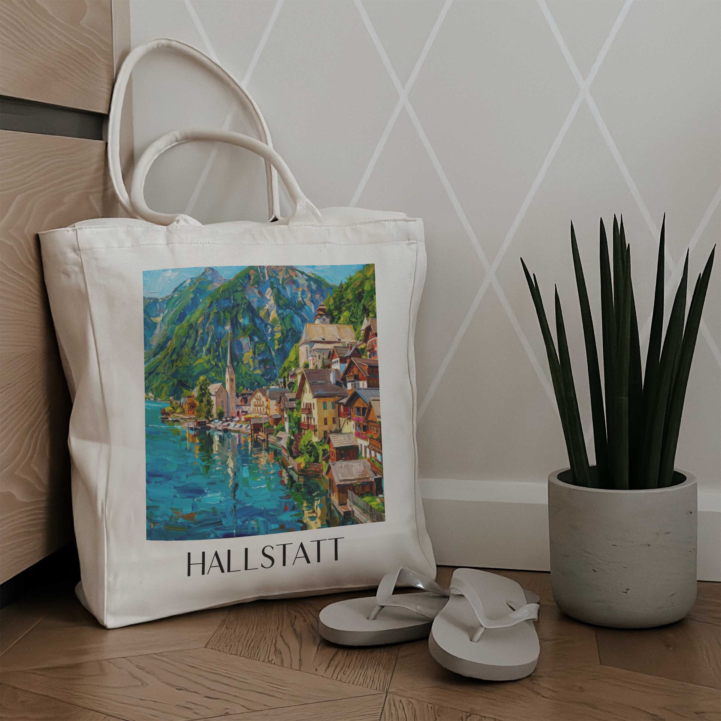 hallstatt-österreich-einkaufstasche-oil-painting-oelgemaelde