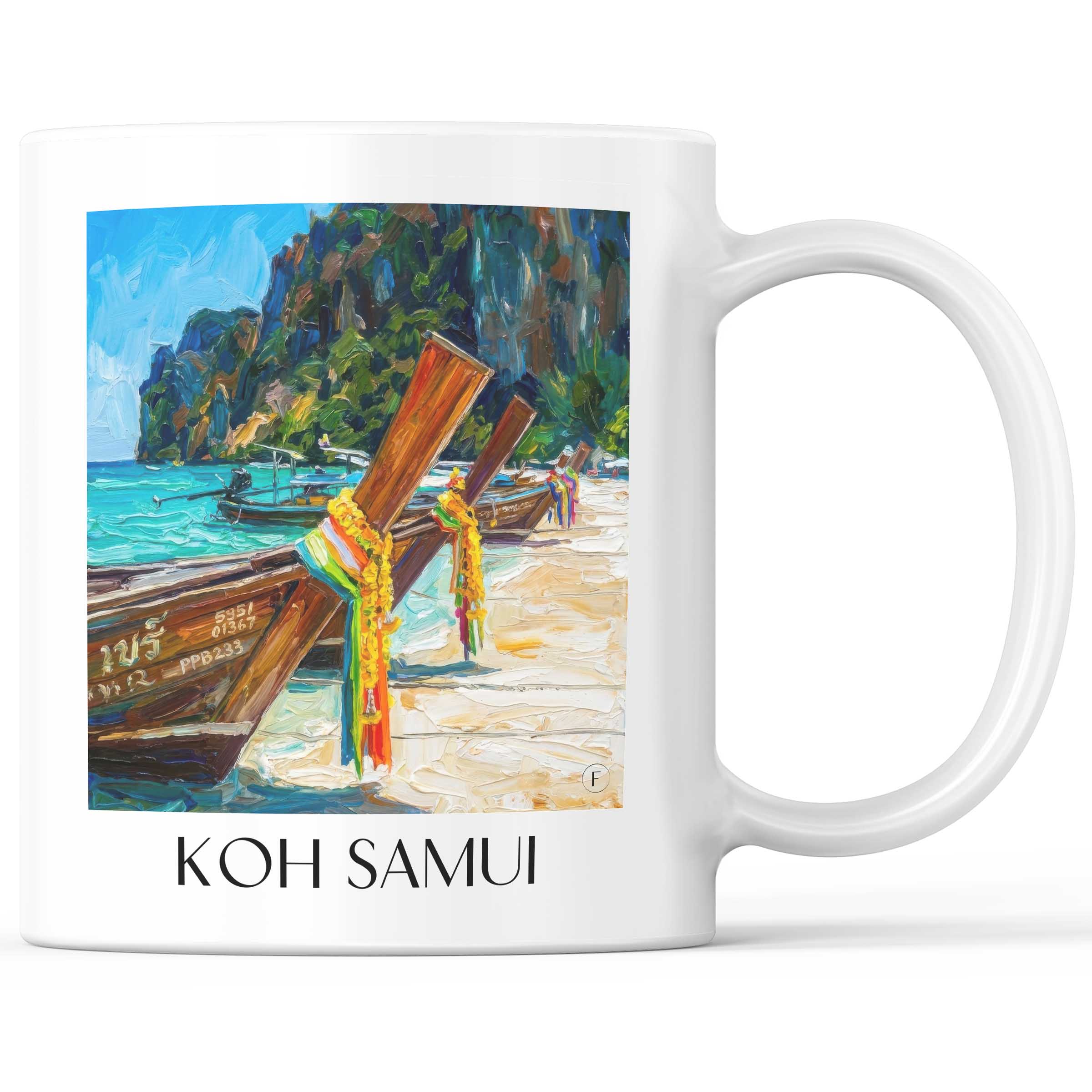 Koh Samui - Thailand Becher - Kaffeetasse im Ölgemälde Stil