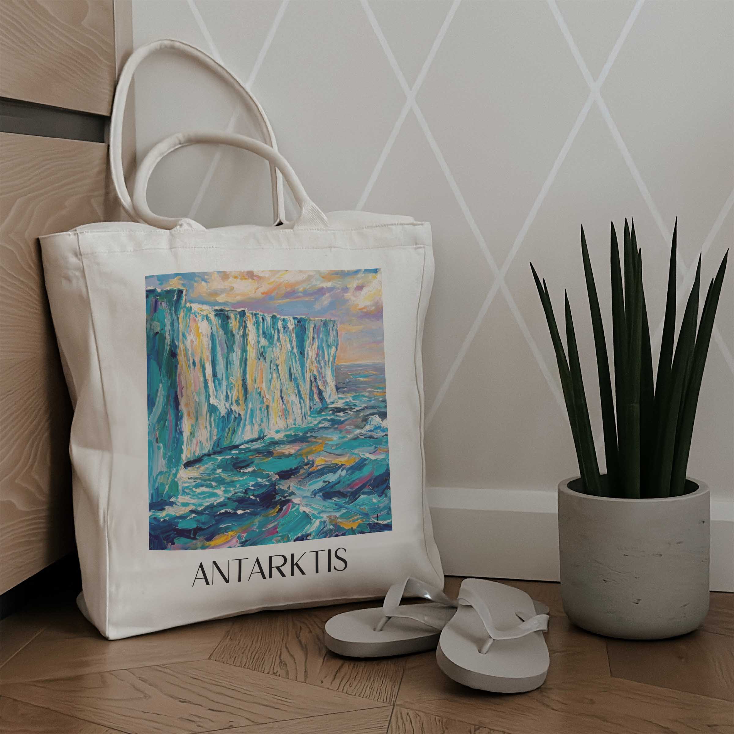 antarktis-südpol-einkaufstasche-oil-painting-oelgemaelde