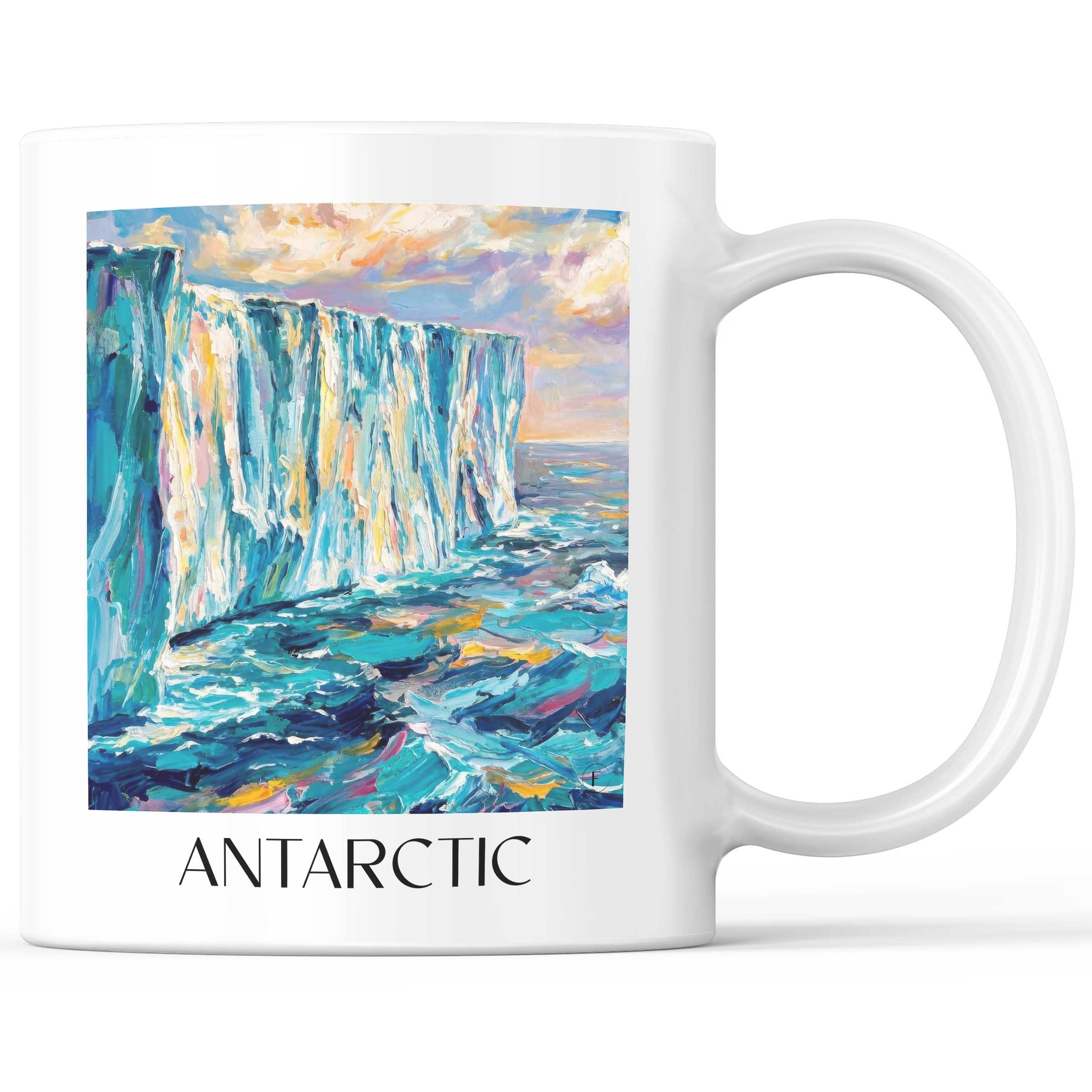 Antarktis - Südpol Becher - Kaffeetasse im Ölgemälde Stil