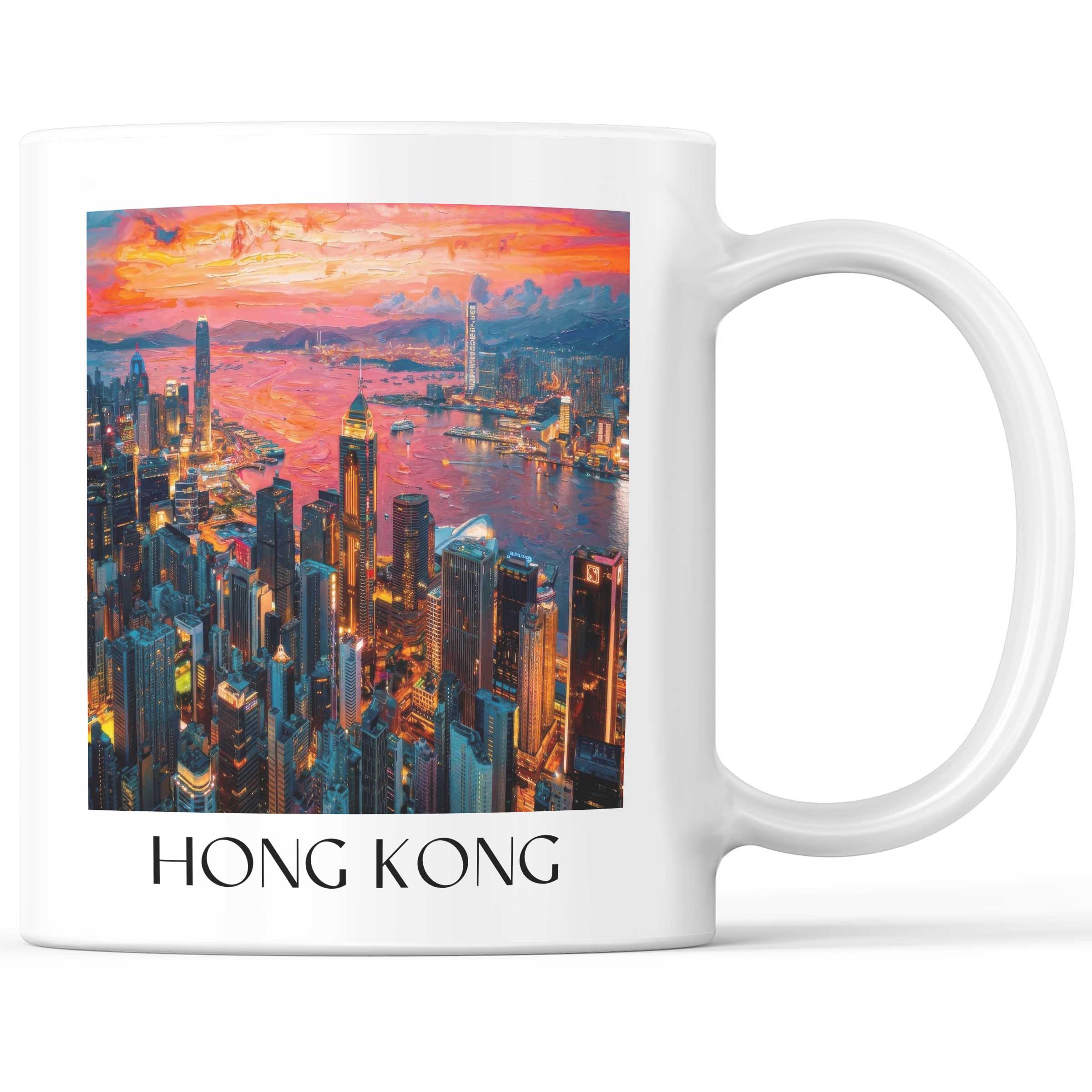 Hong Kong - China Becher - Kaffeetasse im Ölgemälde Stil
