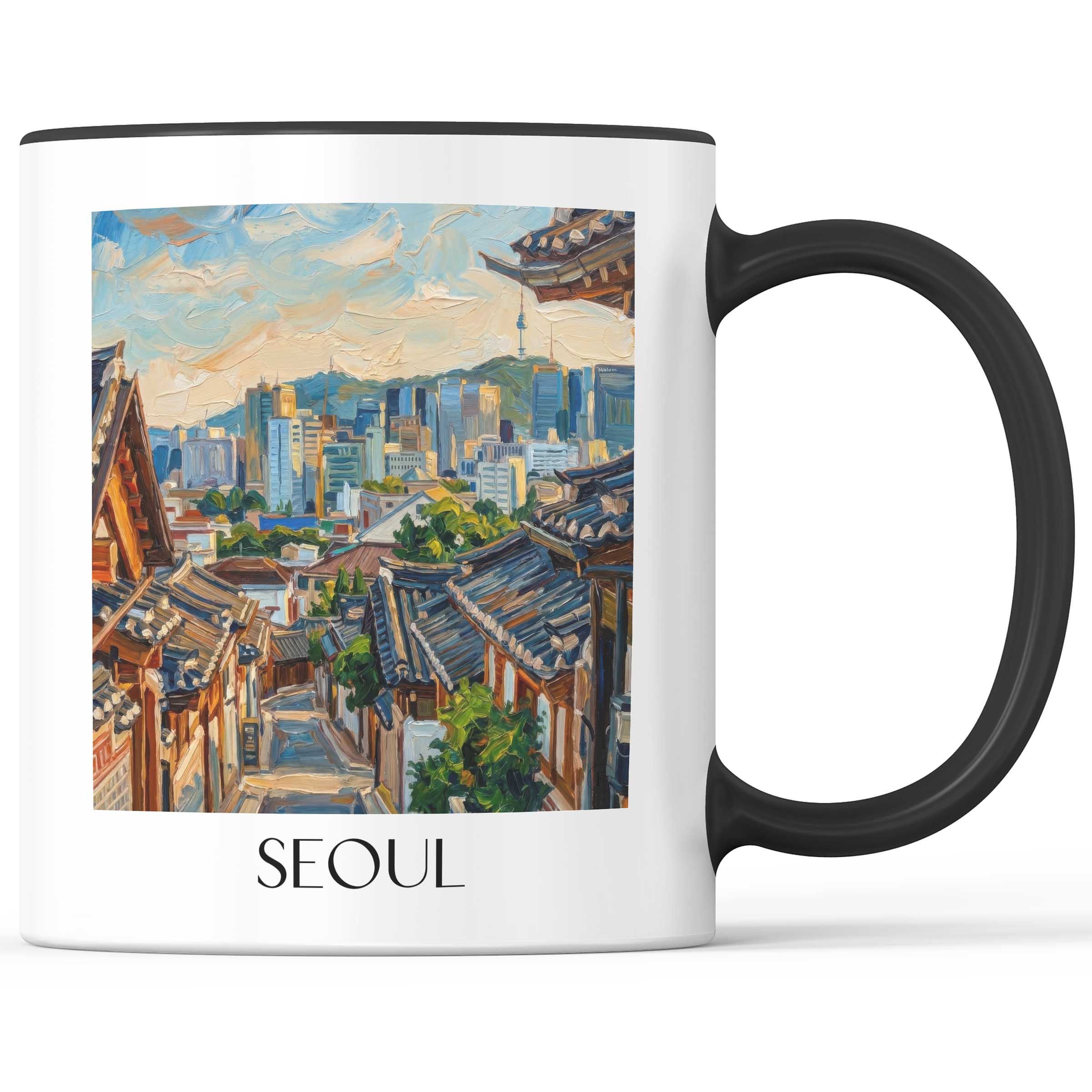 Seoul - Südkorea Becher - Kaffeetasse im Ölgemälde Stil