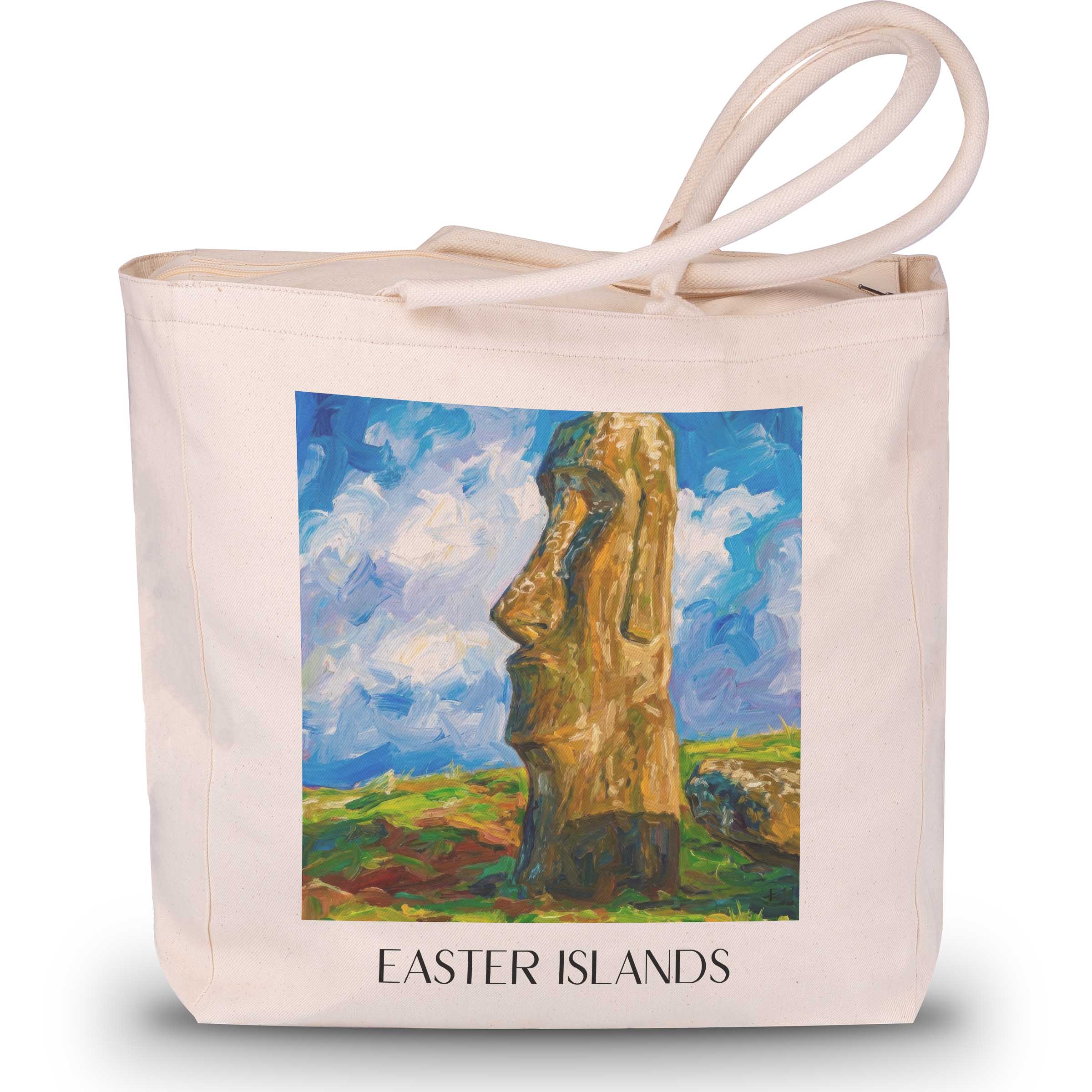 Oster Inseln - Chile Tote Bag - Einkaufstasche im Ölgemälde Stil