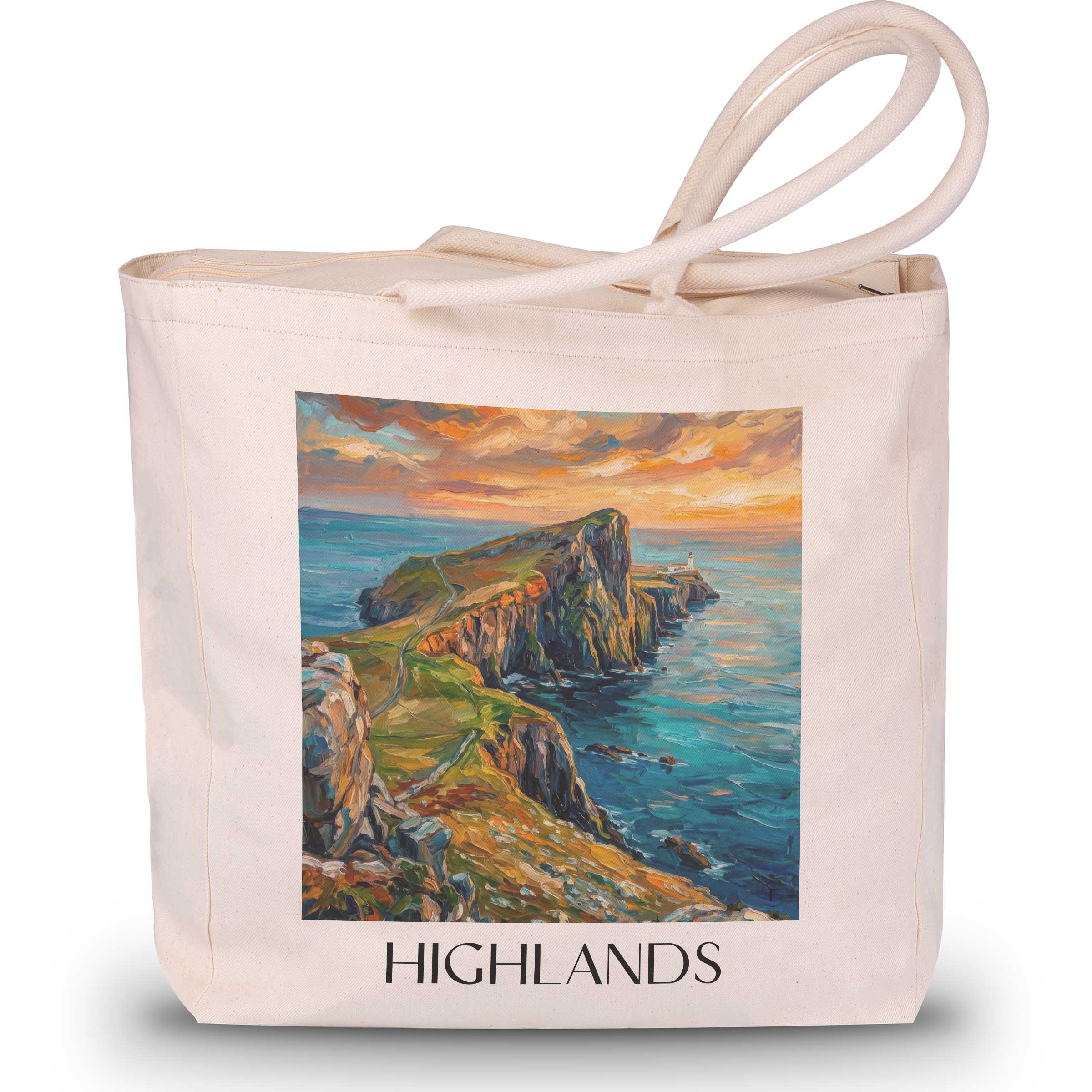 highlands-schottland-einkaufstasche-oil-painting-oelgemaelde
