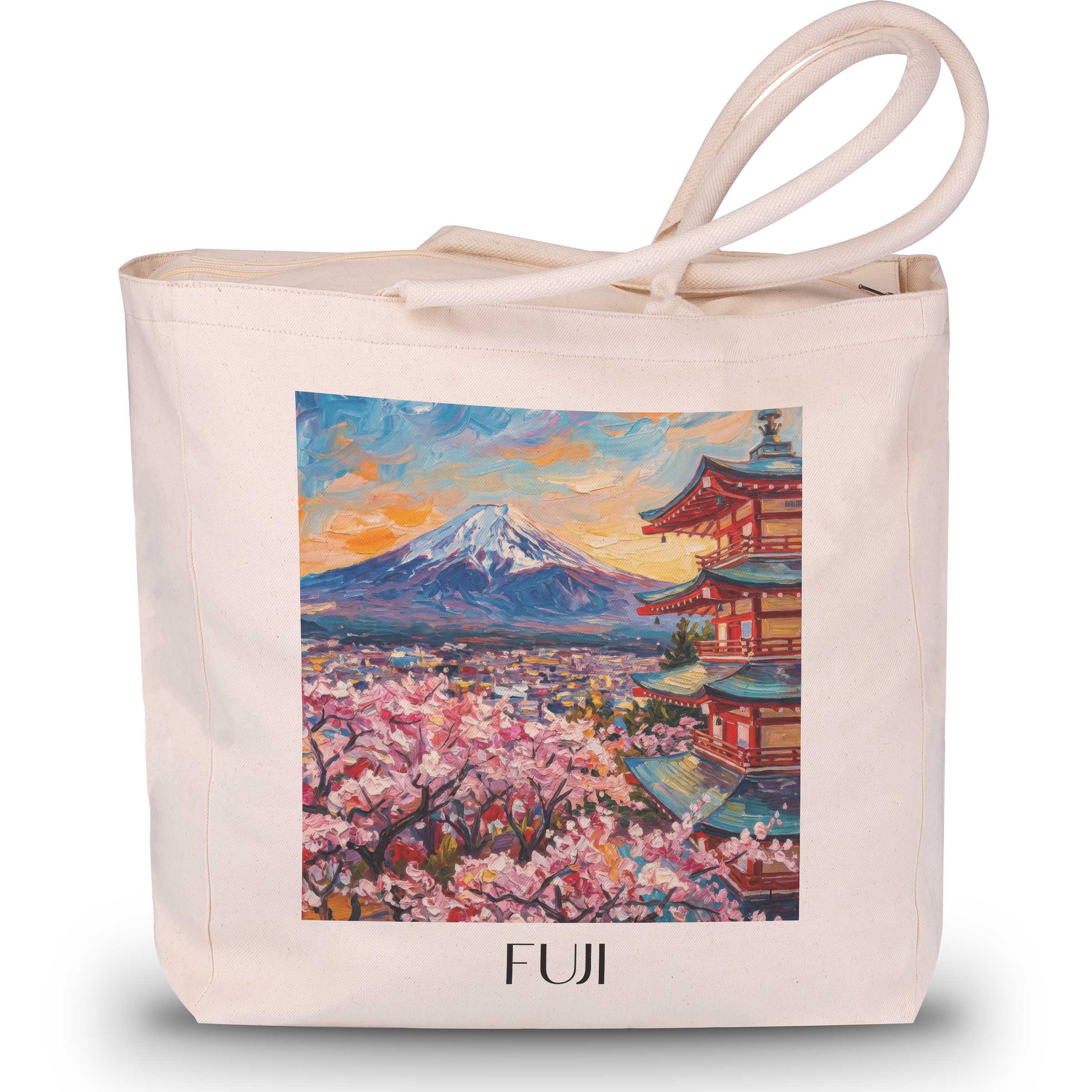 Fuji, Japan - Japan Tote Bag - Einkaufstasche im Ölgemälde Stil