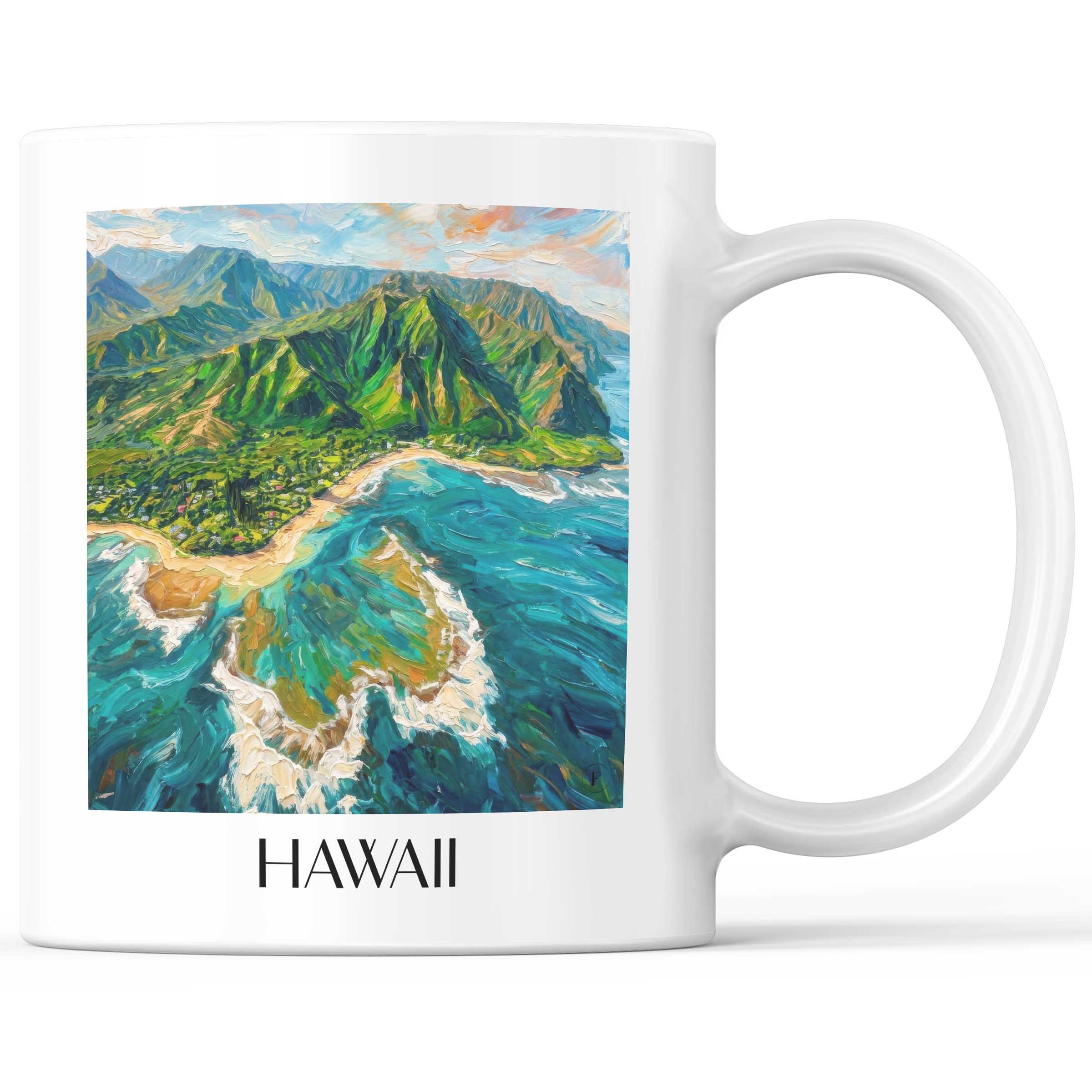 Hawaii - Vereinigte Staaten Becher - Kaffeetasse im Ölgemälde Stil