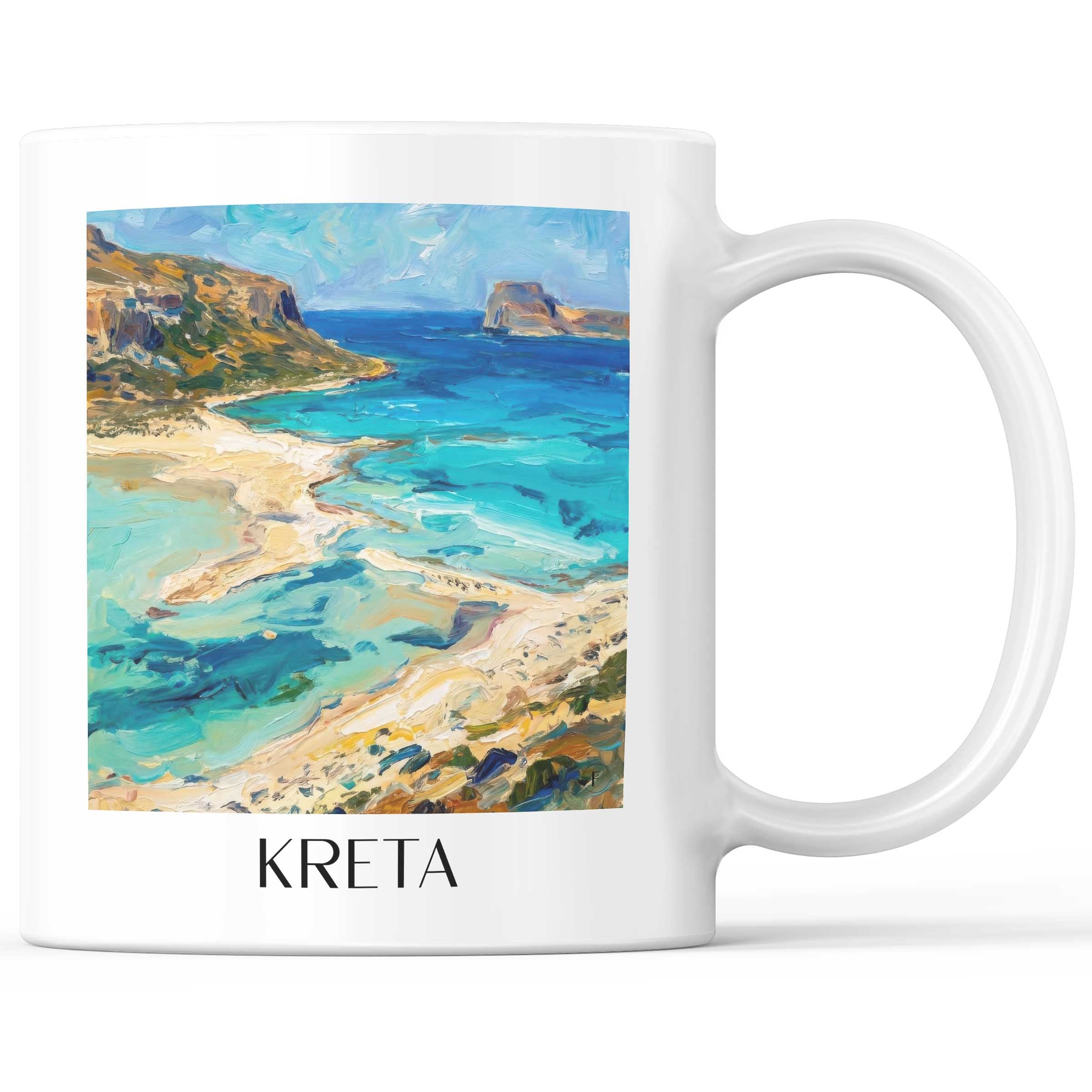 Kreta - Griechenland Becher - Kaffeetasse im Ölgemälde Stil