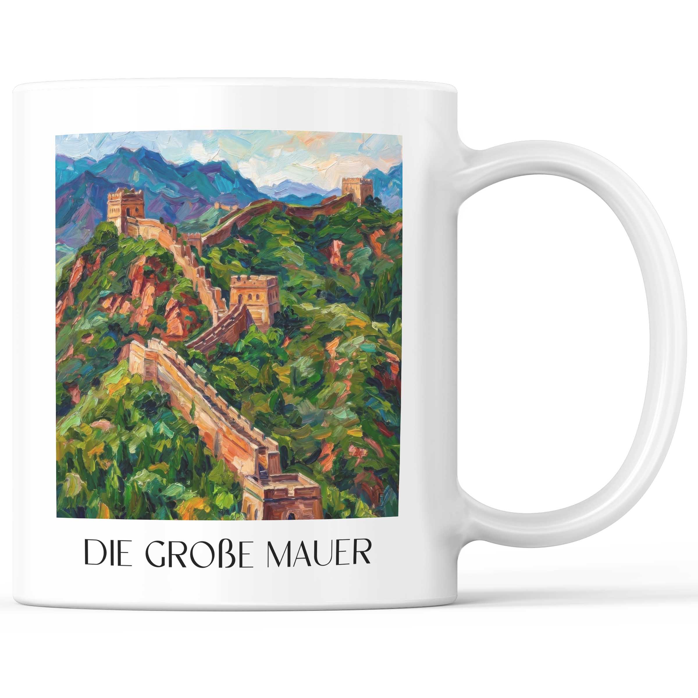 die große Mauer - China Becher - Kaffeetasse im Ölgemälde Stil