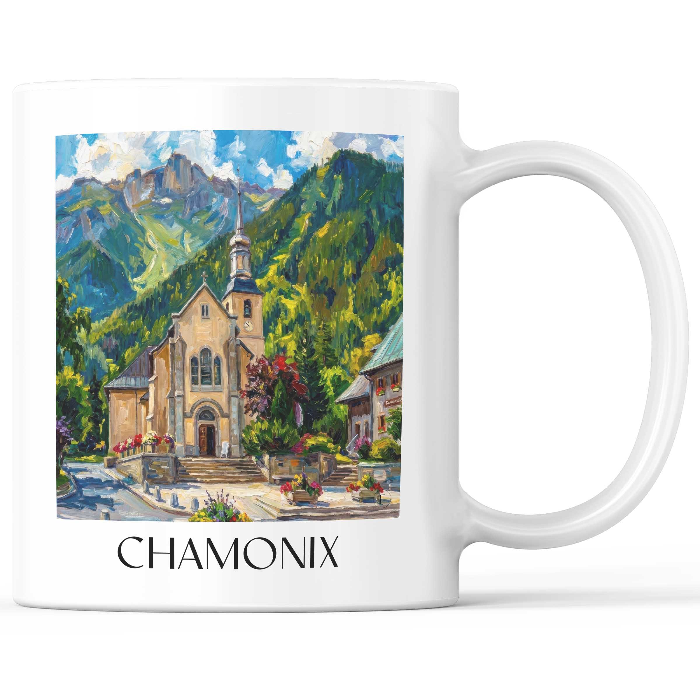 Chamonix - Frankreich Becher - Kaffeetasse im Ölgemälde Stil