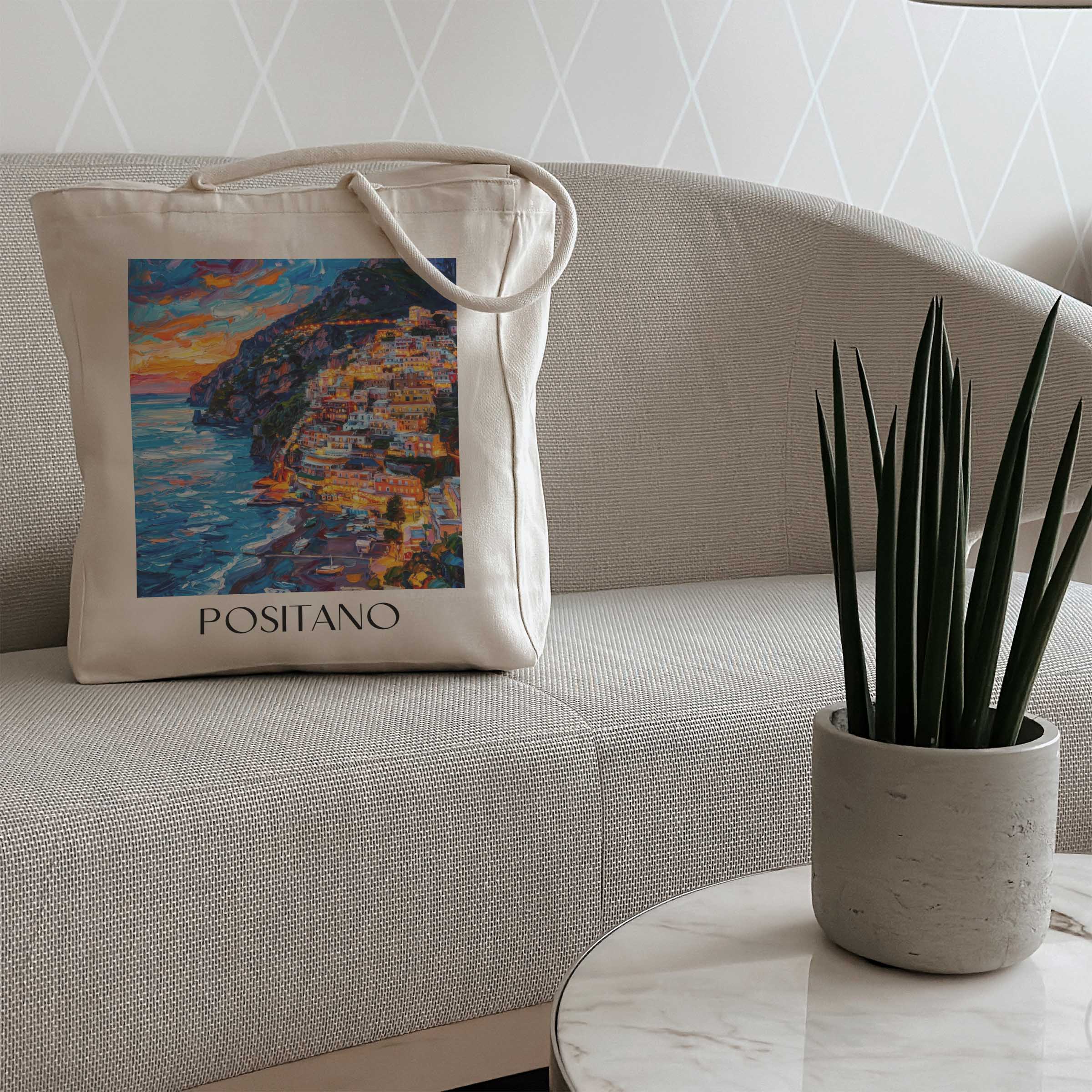 positano-amalfi-küste-italien-einkaufstasche-oil-painting-oelgemaelde