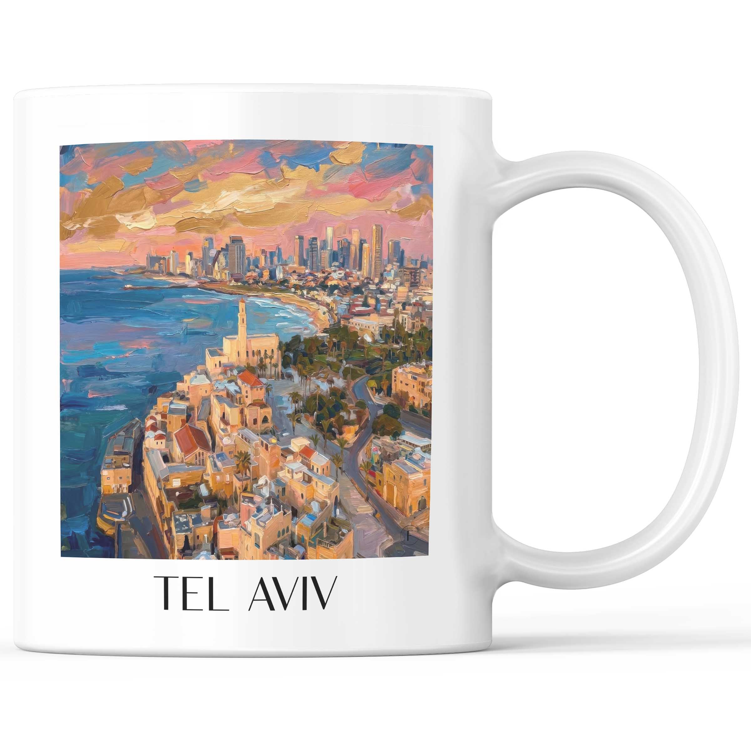 Tel Aviv - Israel Becher - Kaffeetasse im Ölgemälde Stil