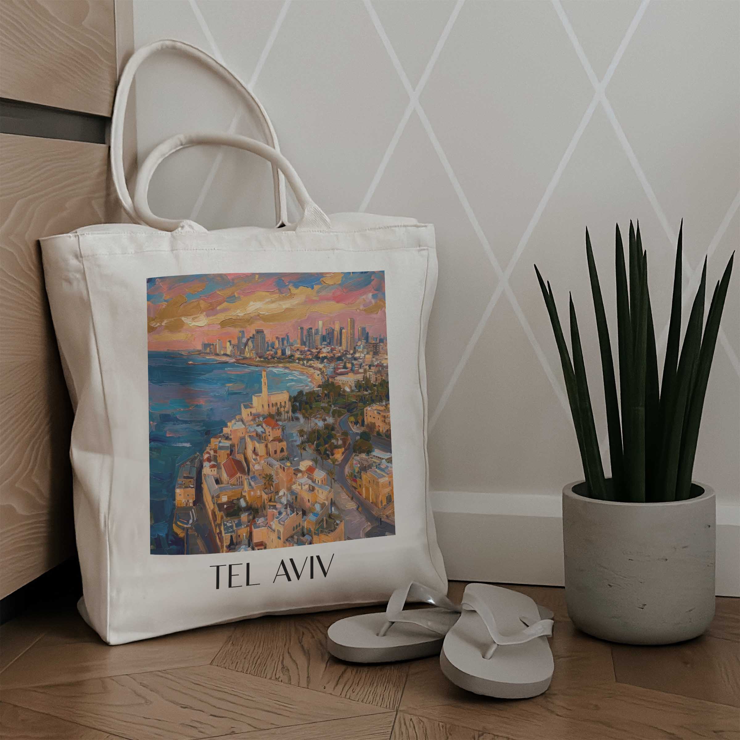 tel-aviv-israel-einkaufstasche-oil-painting-oelgemaelde