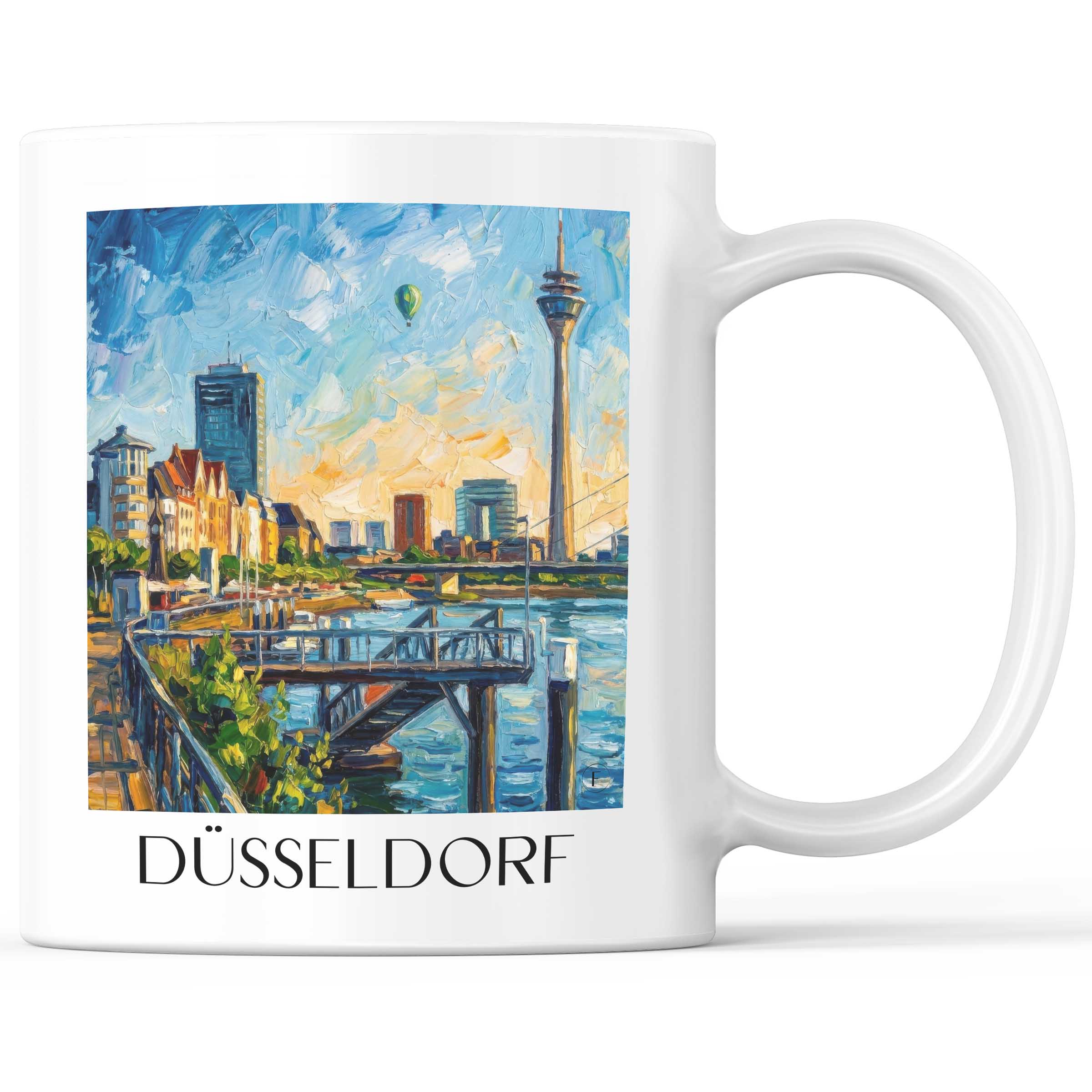 Düsseldorf - Deutschland Becher - Kaffeetasse im Ölgemälde Stil