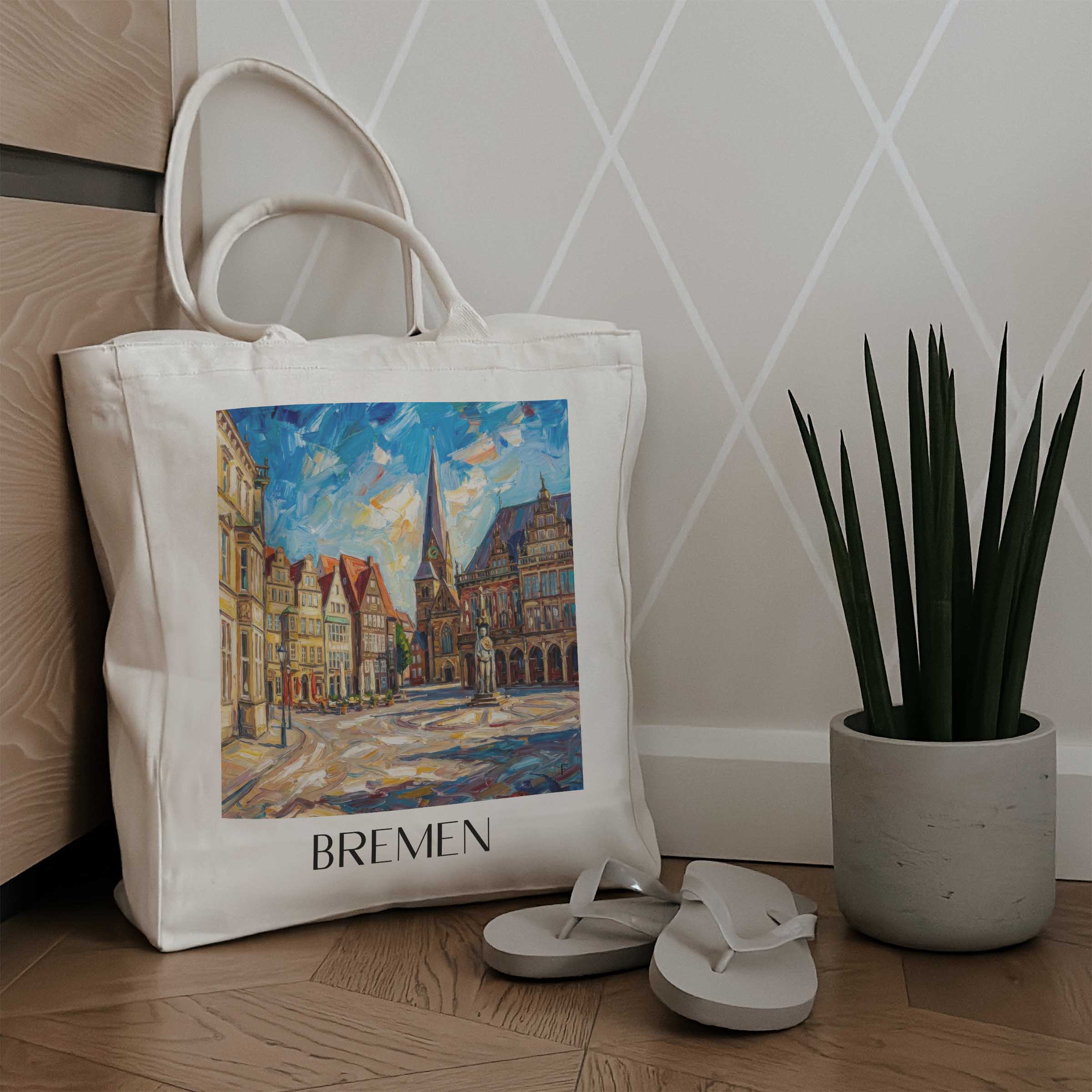 bremen-deutschland-einkaufstasche-oil-painting-oelgemaelde