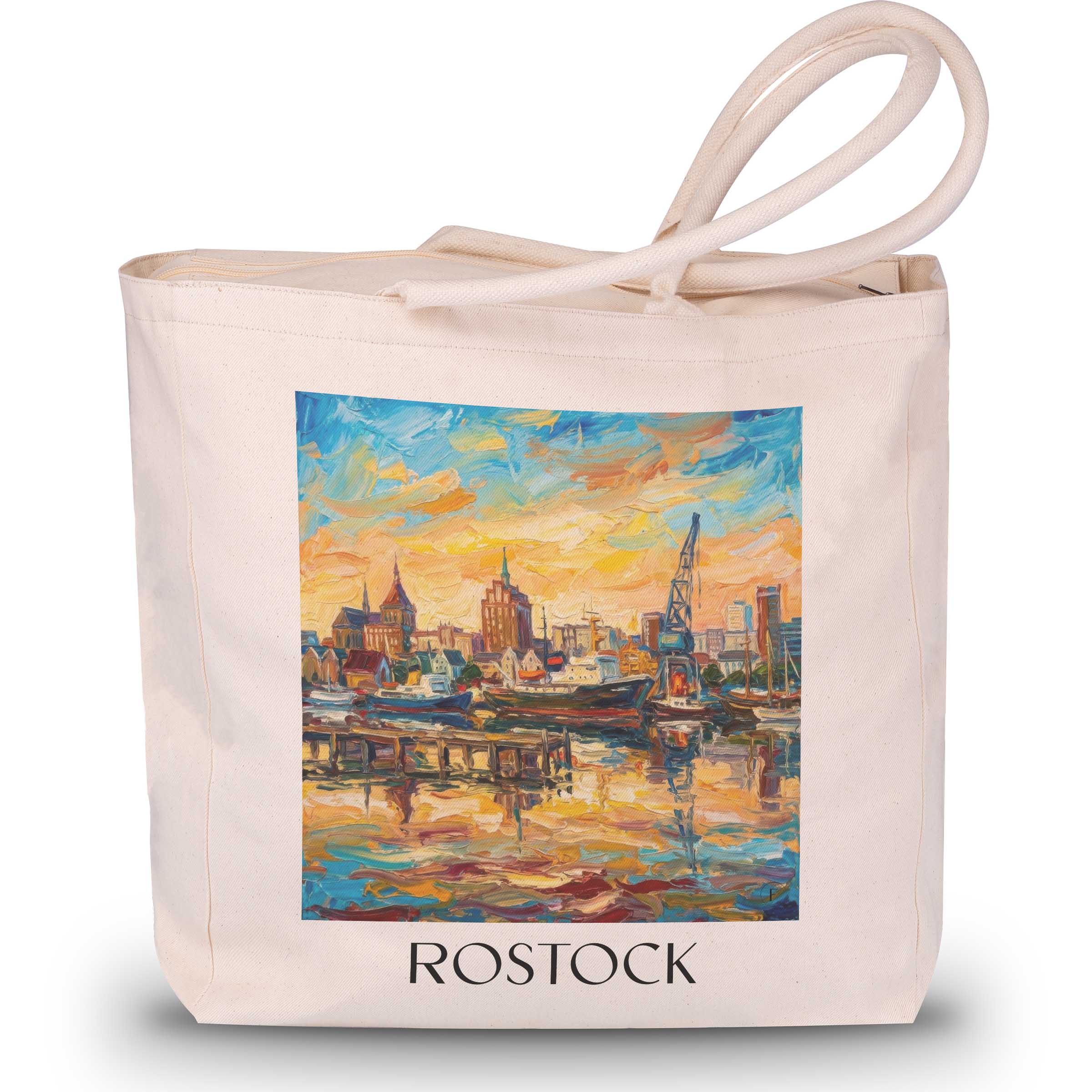 rostock-deutschland-einkaufstasche-oil-painting-oelgemaelde