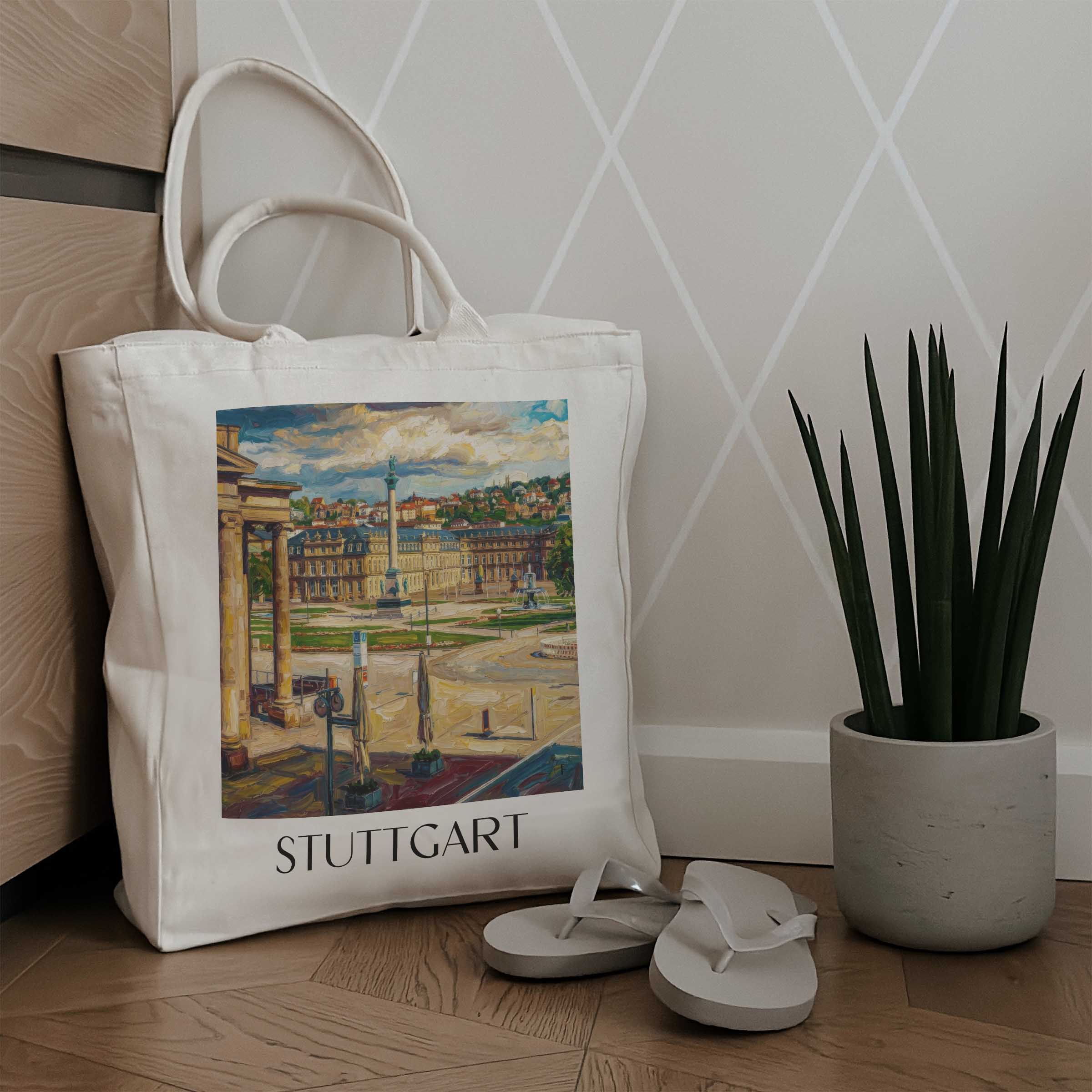 stuttgart-deutschland-einkaufstasche-oil-painting-oelgemaelde
