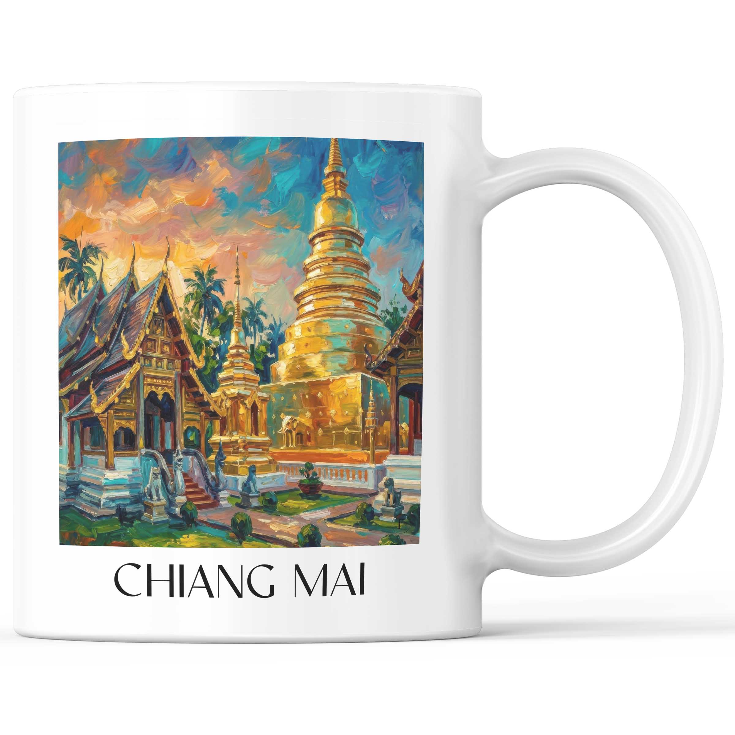 Chiang Mai - Thailand Becher - Kaffeetasse im Ölgemälde Stil