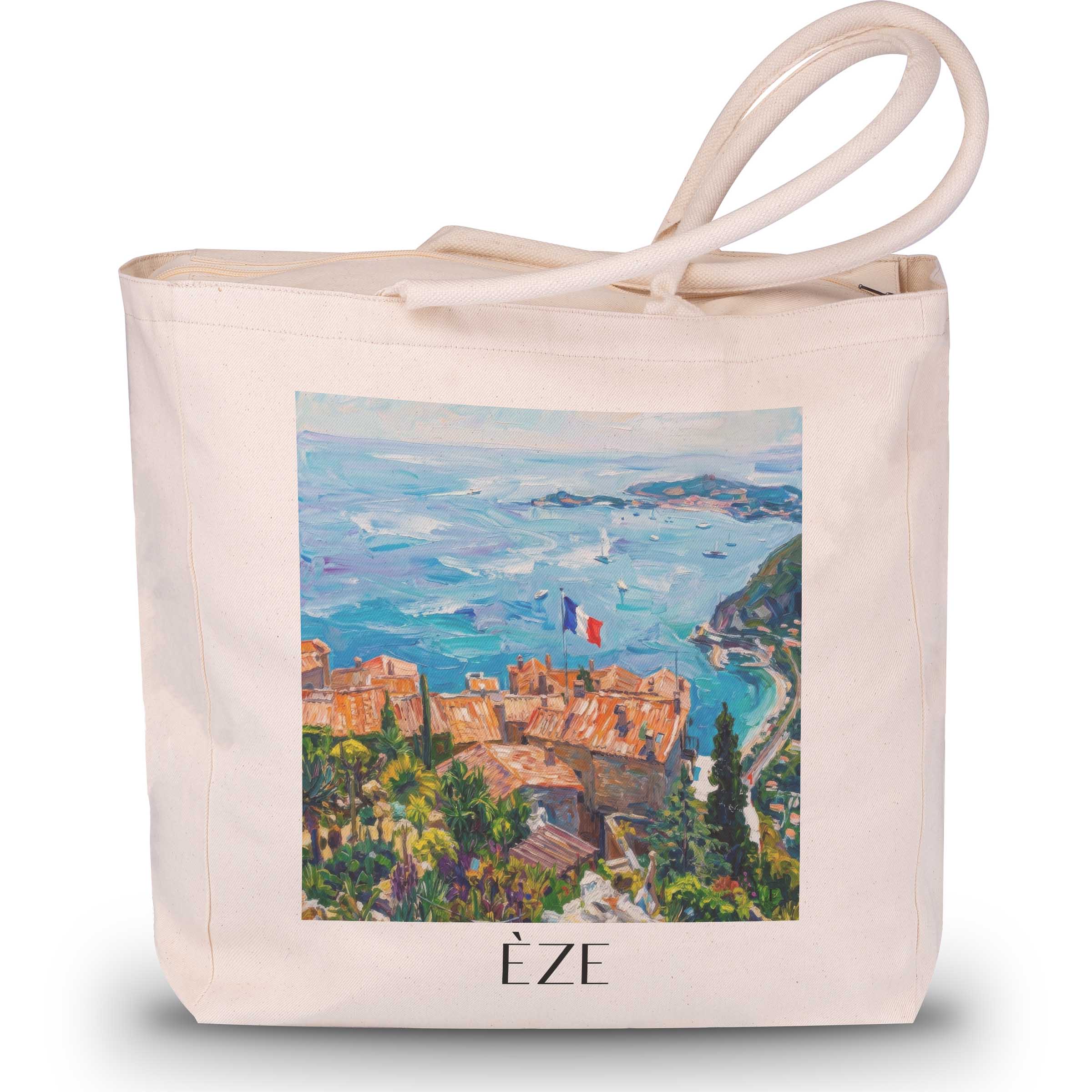 Èze - Frankreich Tote Bag - Einkaufstasche im Ölgemälde Stil