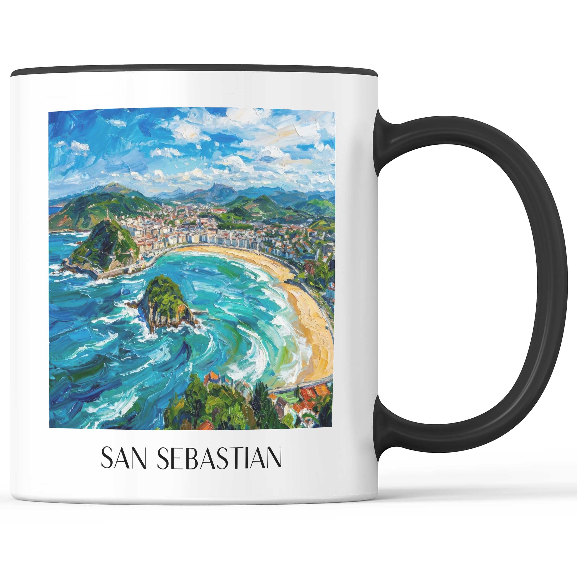 San Sebastian - Spanien Becher - Kaffeetasse im Ölgemälde Stil