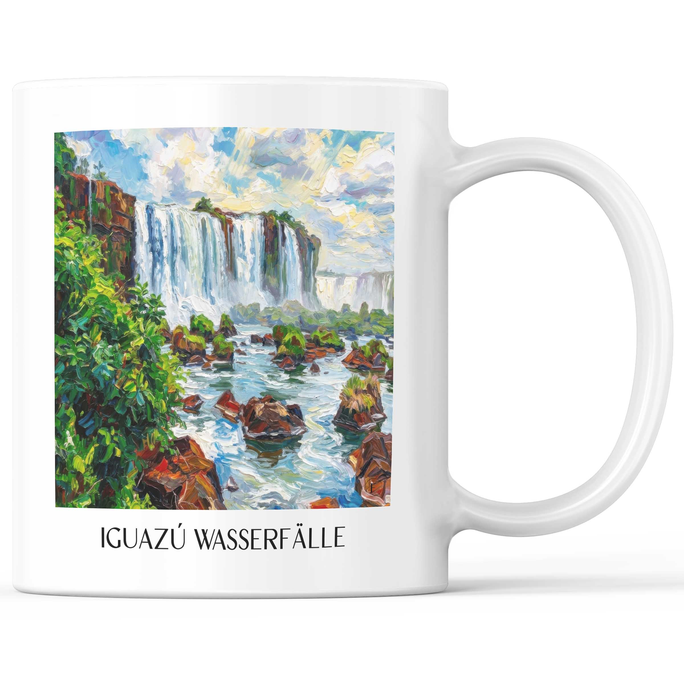 Iguazú Wasserfälle - Südamerika Becher - Kaffeetasse im Ölgemälde Stil