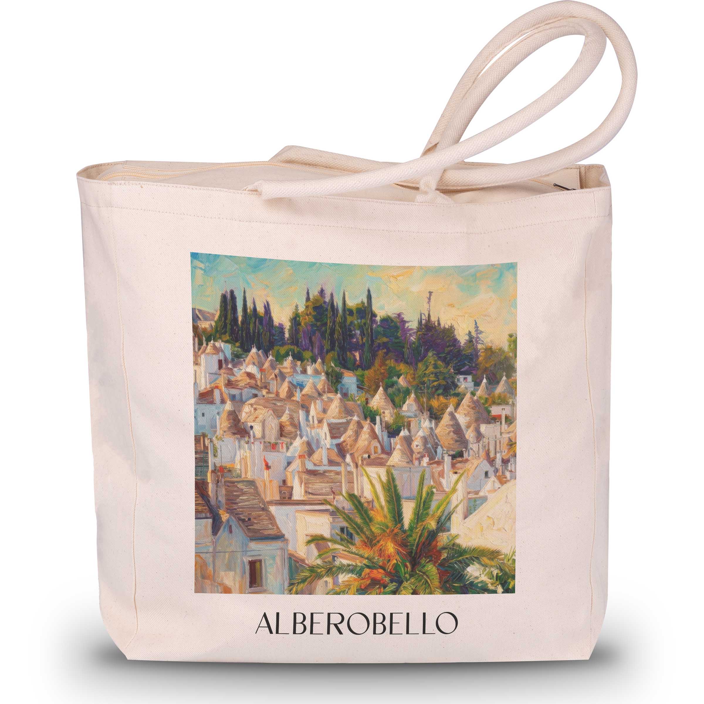 Alberobello - Italien Tote Bag - Einkaufstasche im Ölgemälde Stil