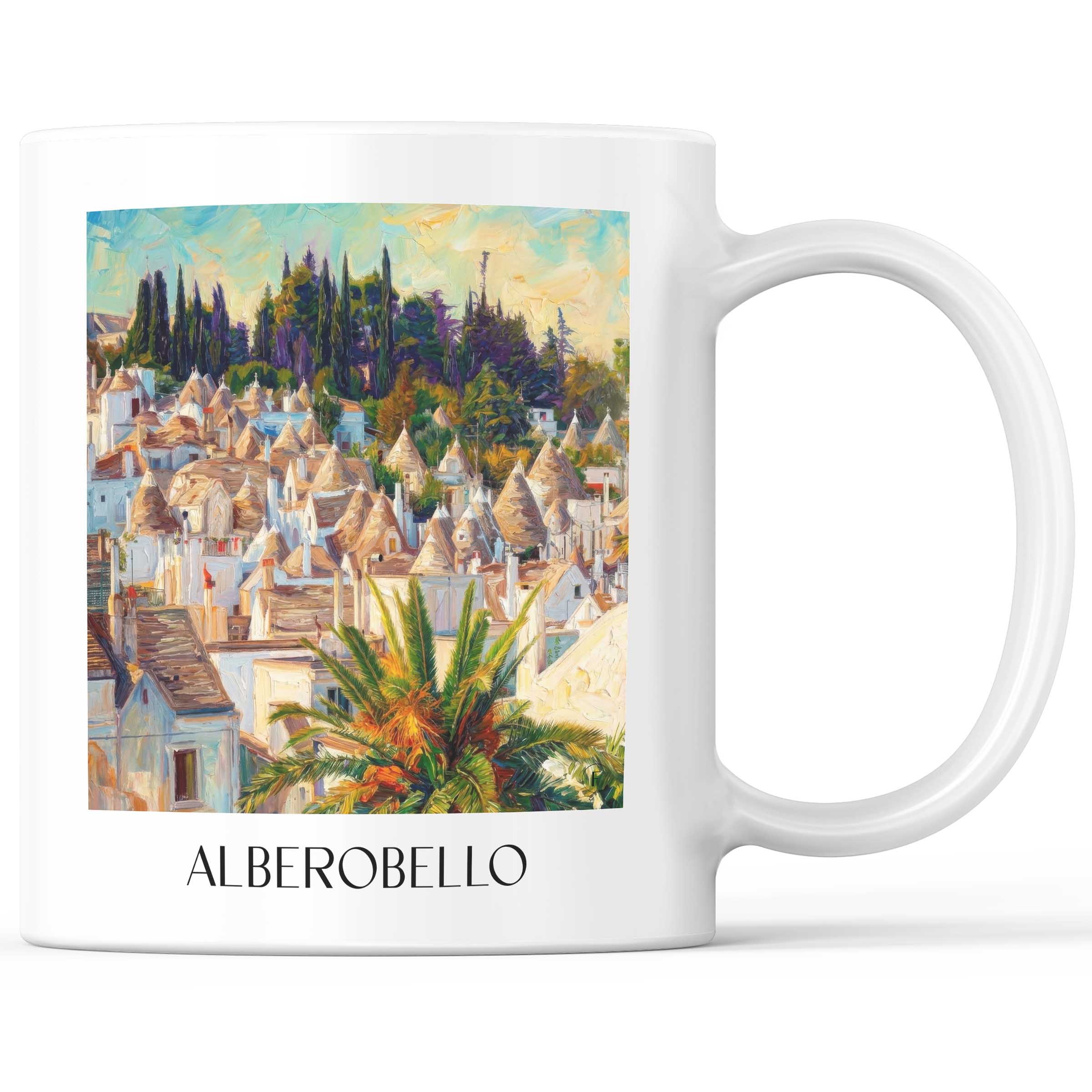 Alberobello - Italien Becher - Kaffeetasse im Ölgemälde Stil