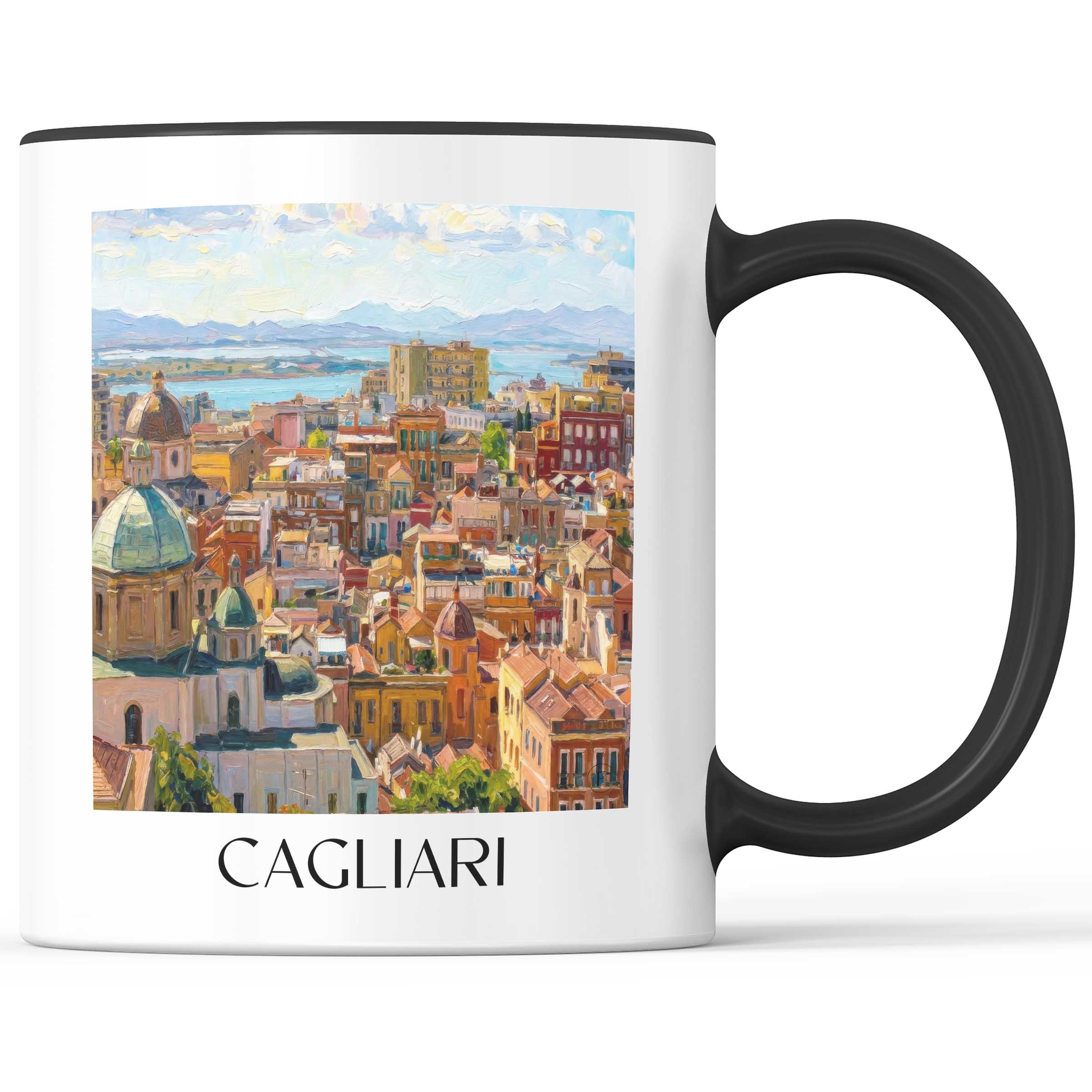 Cagliari - Italien Becher - Kaffeetasse im Ölgemälde Stil