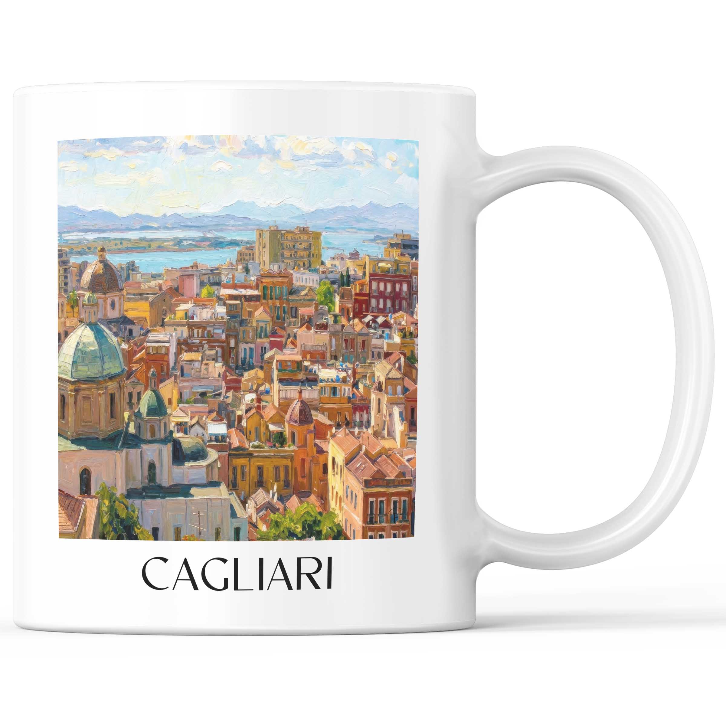 Cagliari - Italien Becher - Kaffeetasse im Ölgemälde Stil