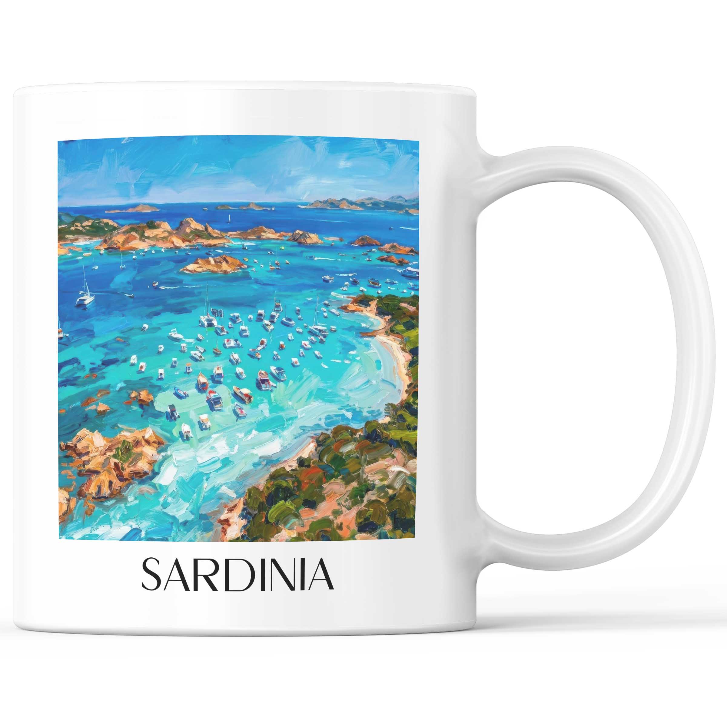 Sardinien - Italien Becher - Kaffeetasse im Ölgemälde Stil