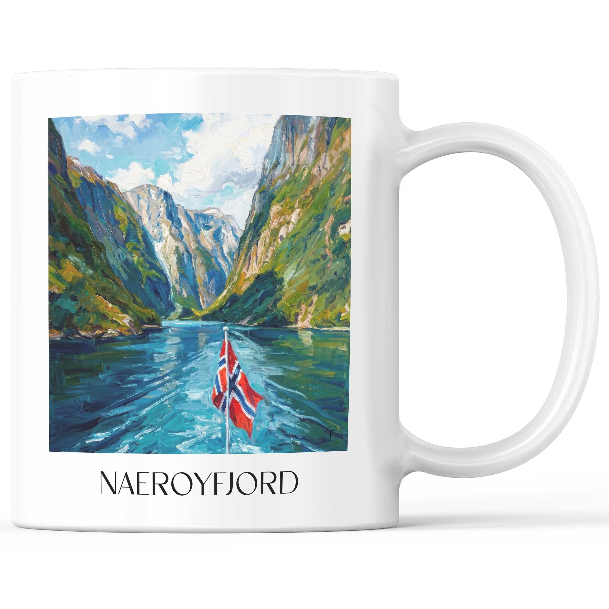 Naeroyfjord - Norwegen Becher - Kaffeetasse im Ölgemälde Stil
