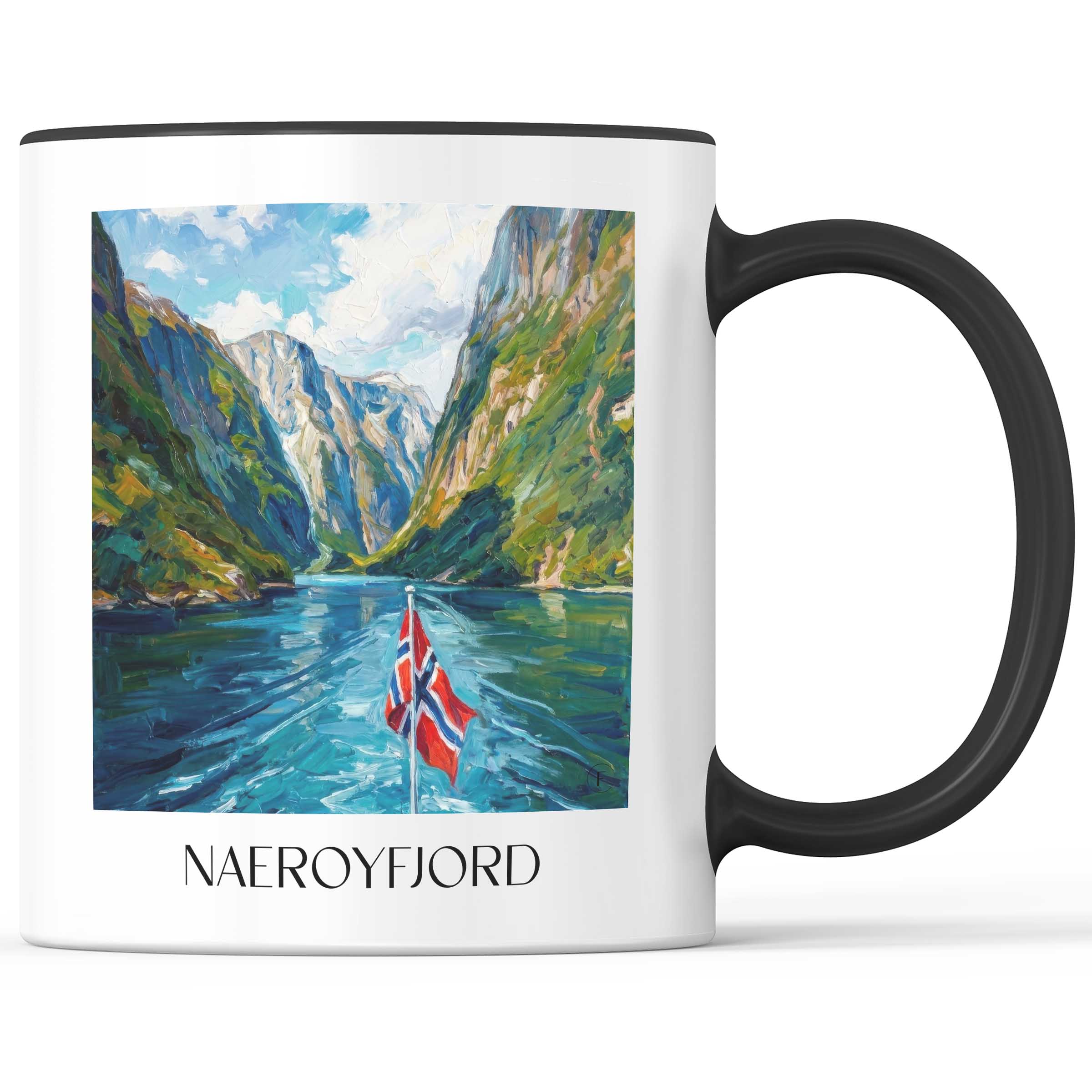 Naeroyfjord - Norwegen Becher - Kaffeetasse im Ölgemälde Stil
