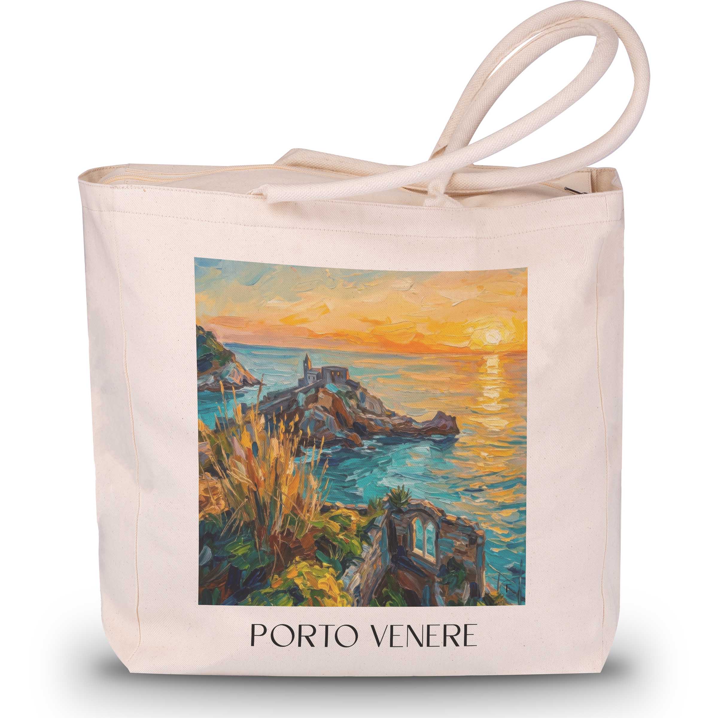 Porto Venere - Italien Tote Bag - Einkaufstasche im Ölgemälde Stil
