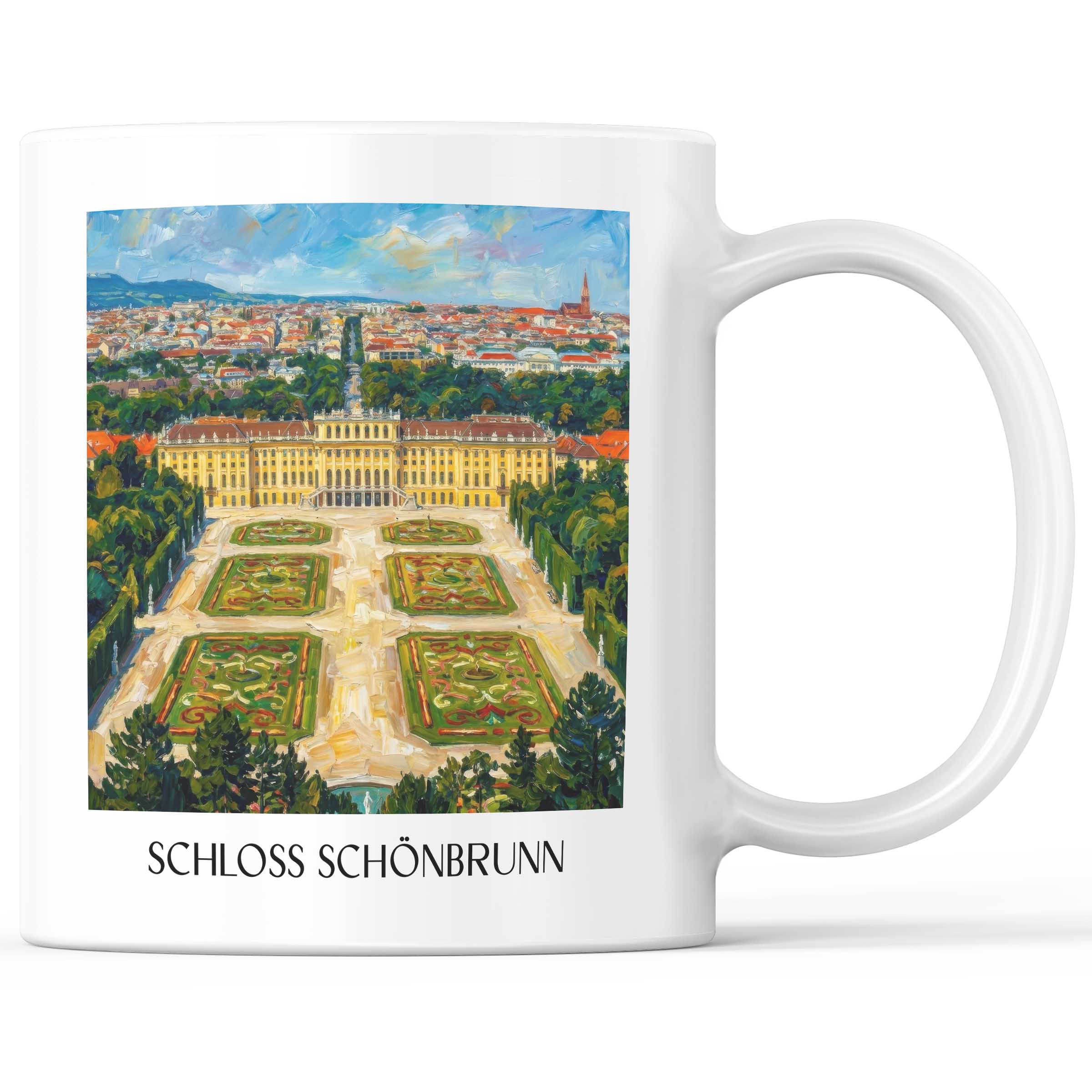 Schloss Schönbrunn Kaffeebecher - Wien - Österreich Becher - Kaffeetasse im Ölgemälde Stil