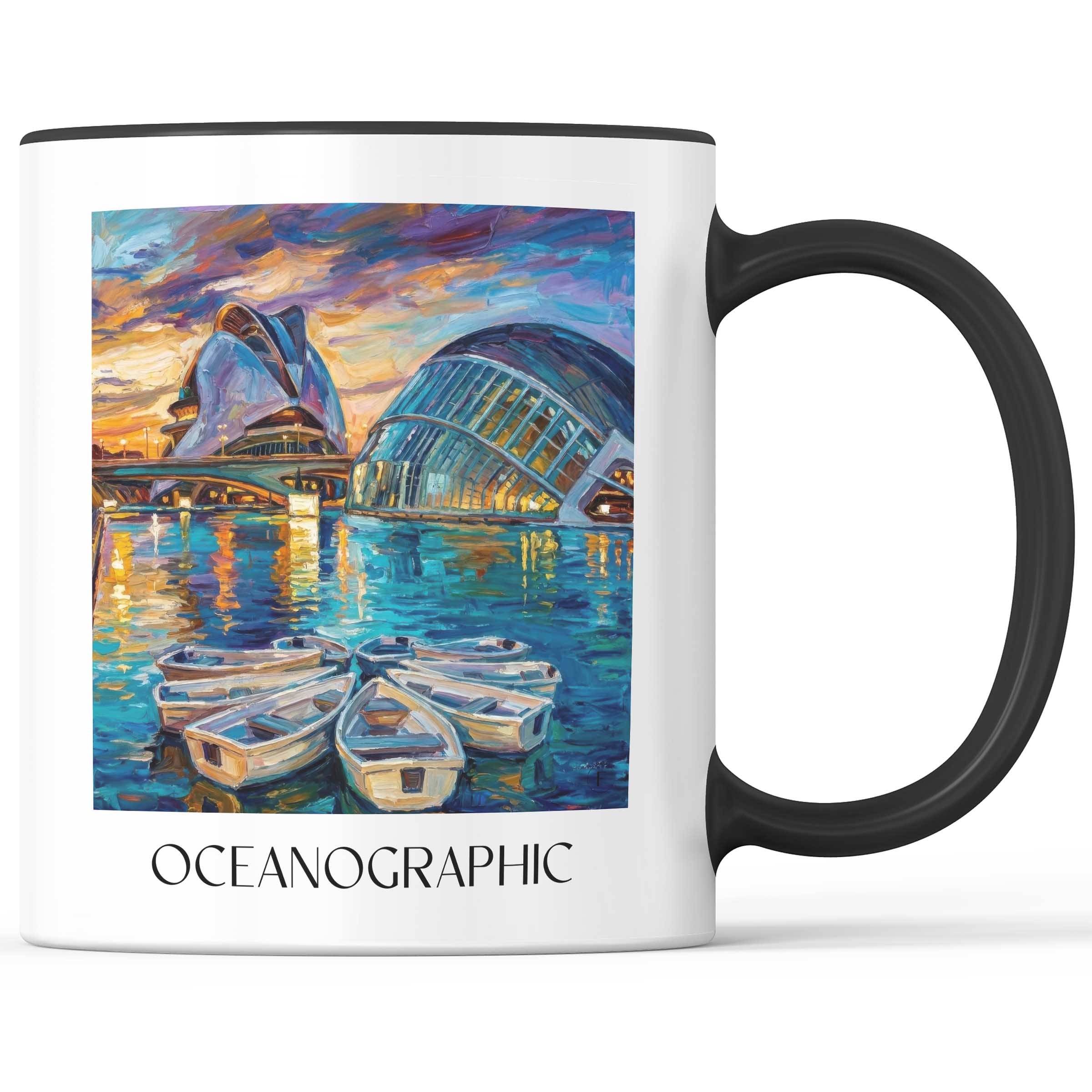 Oceanogràfic (Valencia) Kaffeebecher - Valencia - Spanien Becher - Kaffeetasse im Ölgemälde Stil