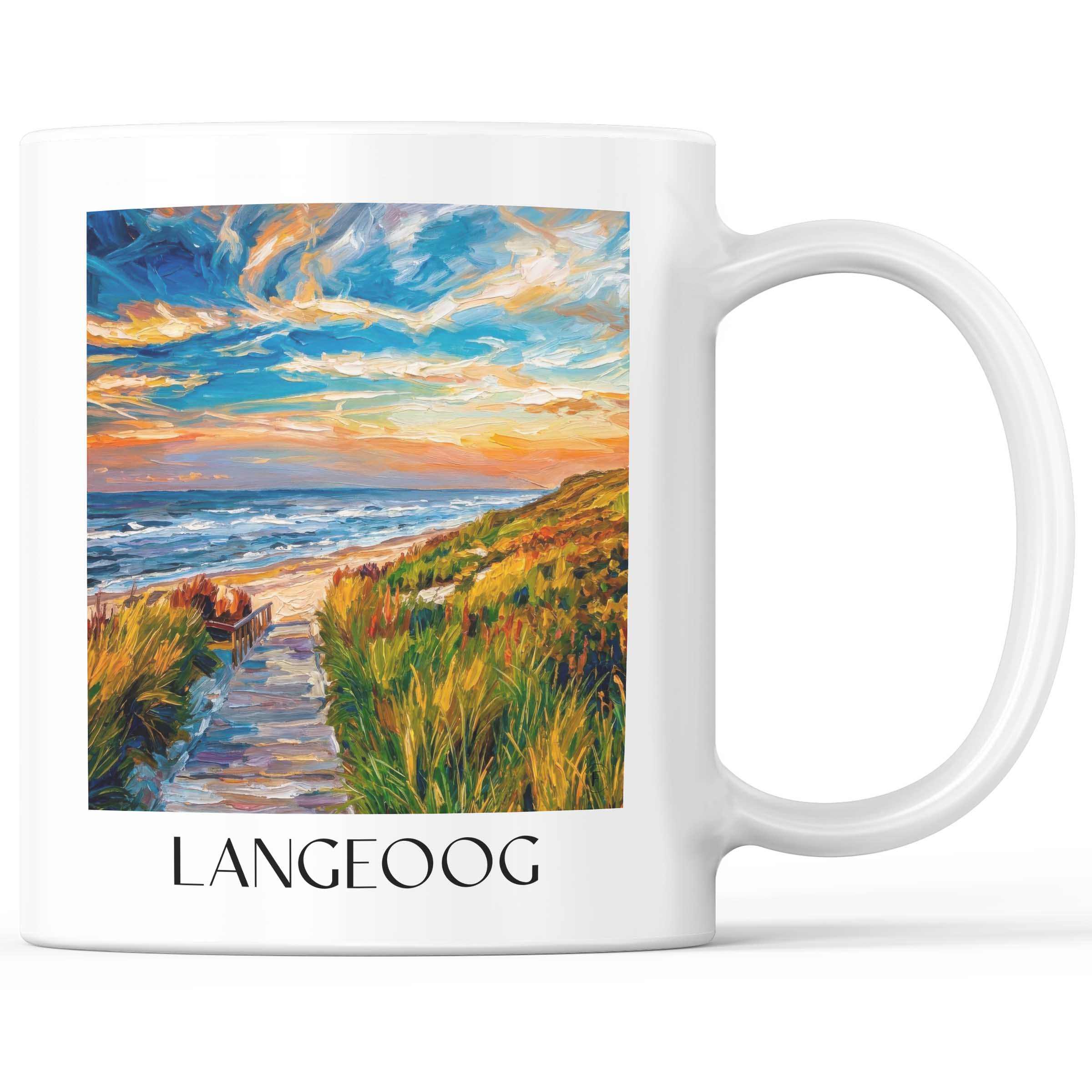 Langeoog - Deutschland Becher - Kaffeetasse im Ölgemälde Stil