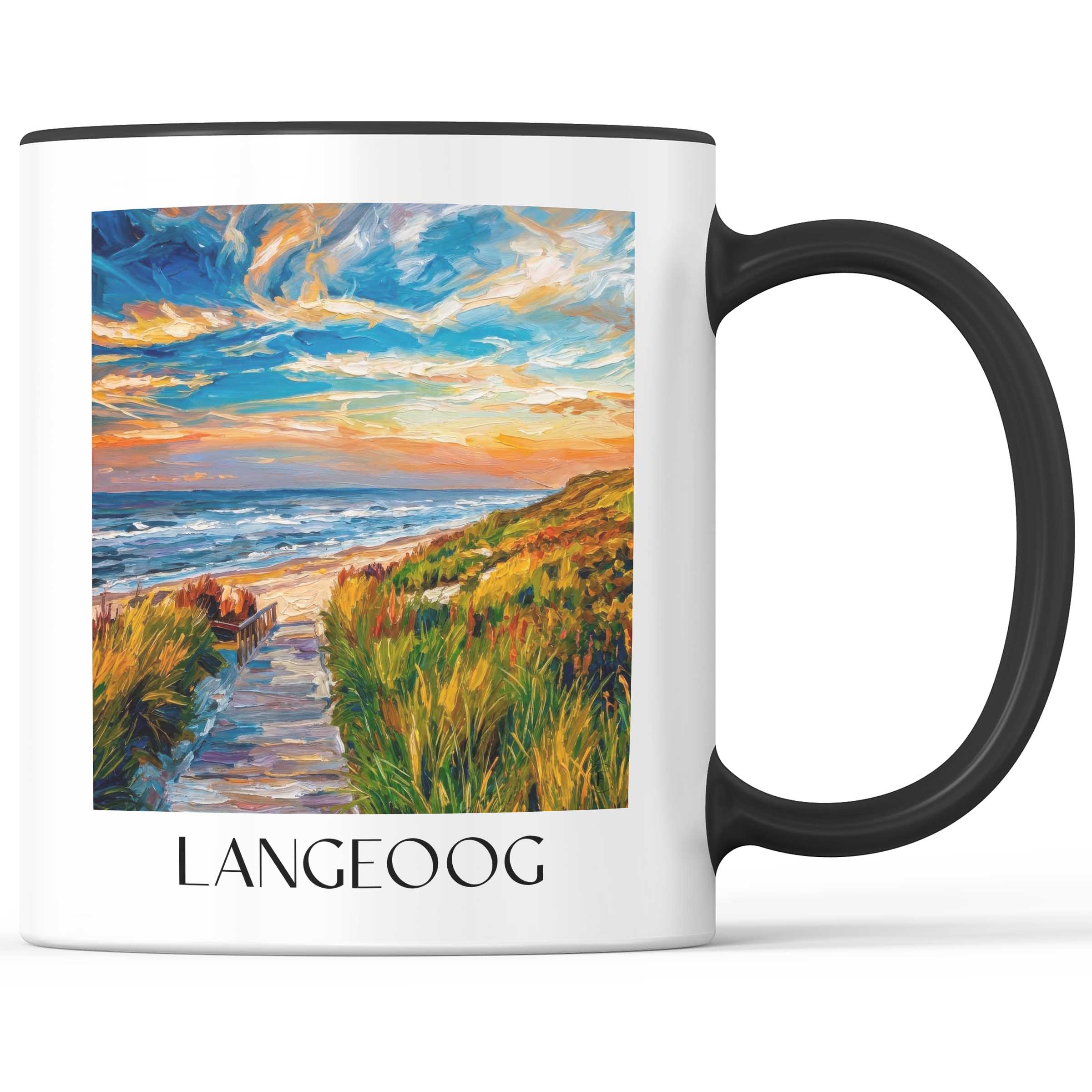 Langeoog - Deutschland Becher - Kaffeetasse im Ölgemälde Stil