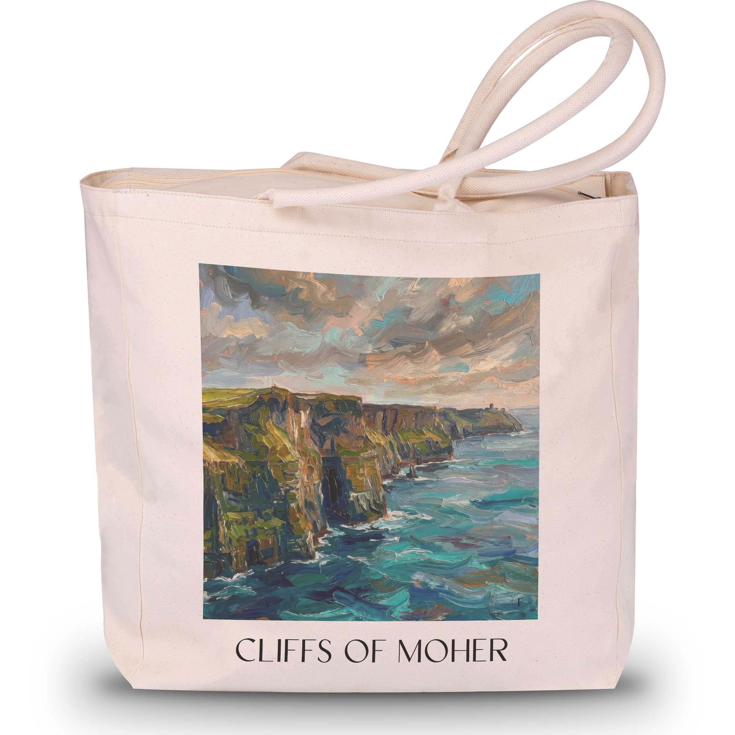 Cliffs of Moher Shopping Tasche - Irland - Irland Tote Bag - Einkaufstasche im Ölgemälde Stil