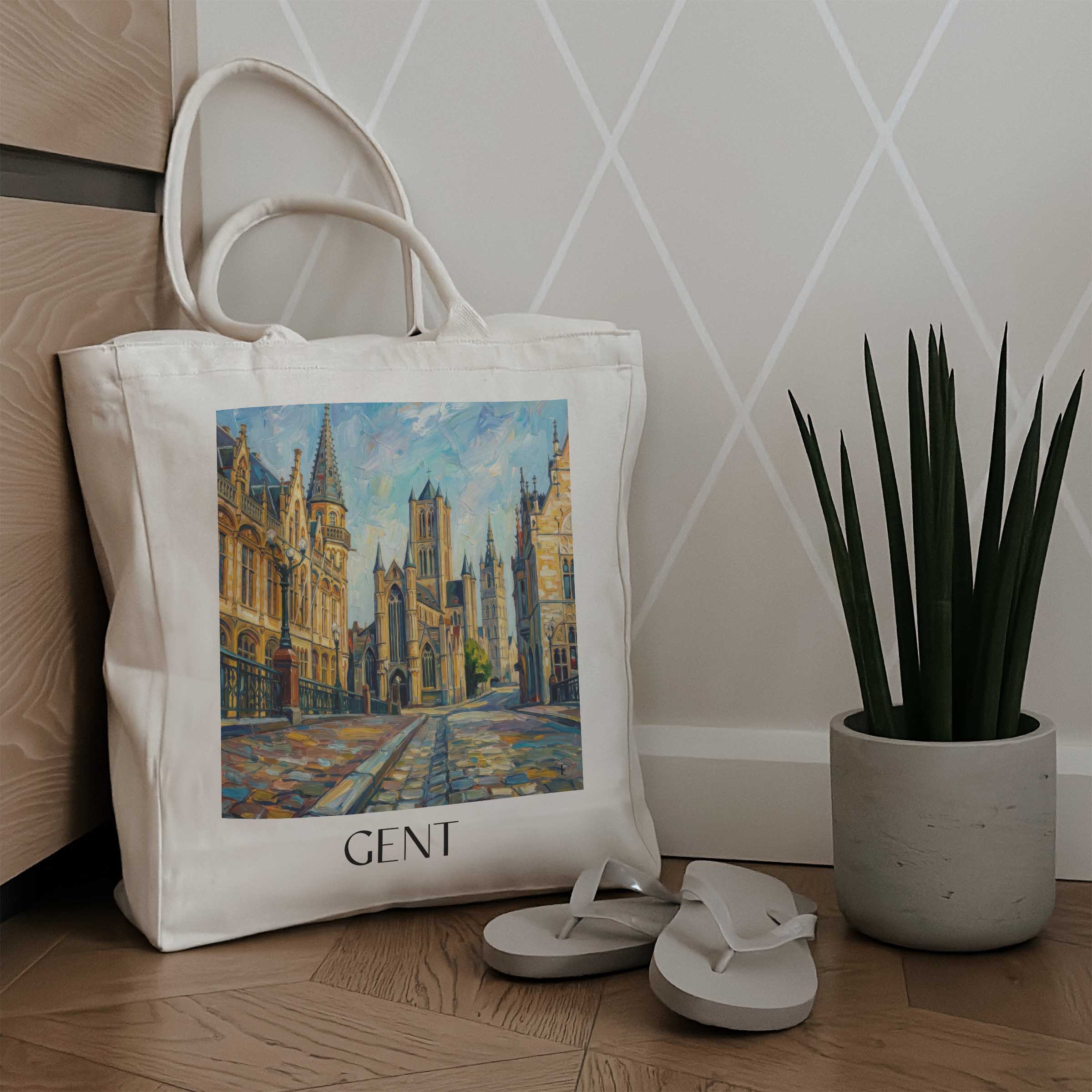 gent-belgien-belgien-einkaufstasche-oil-painting-oelgemaelde