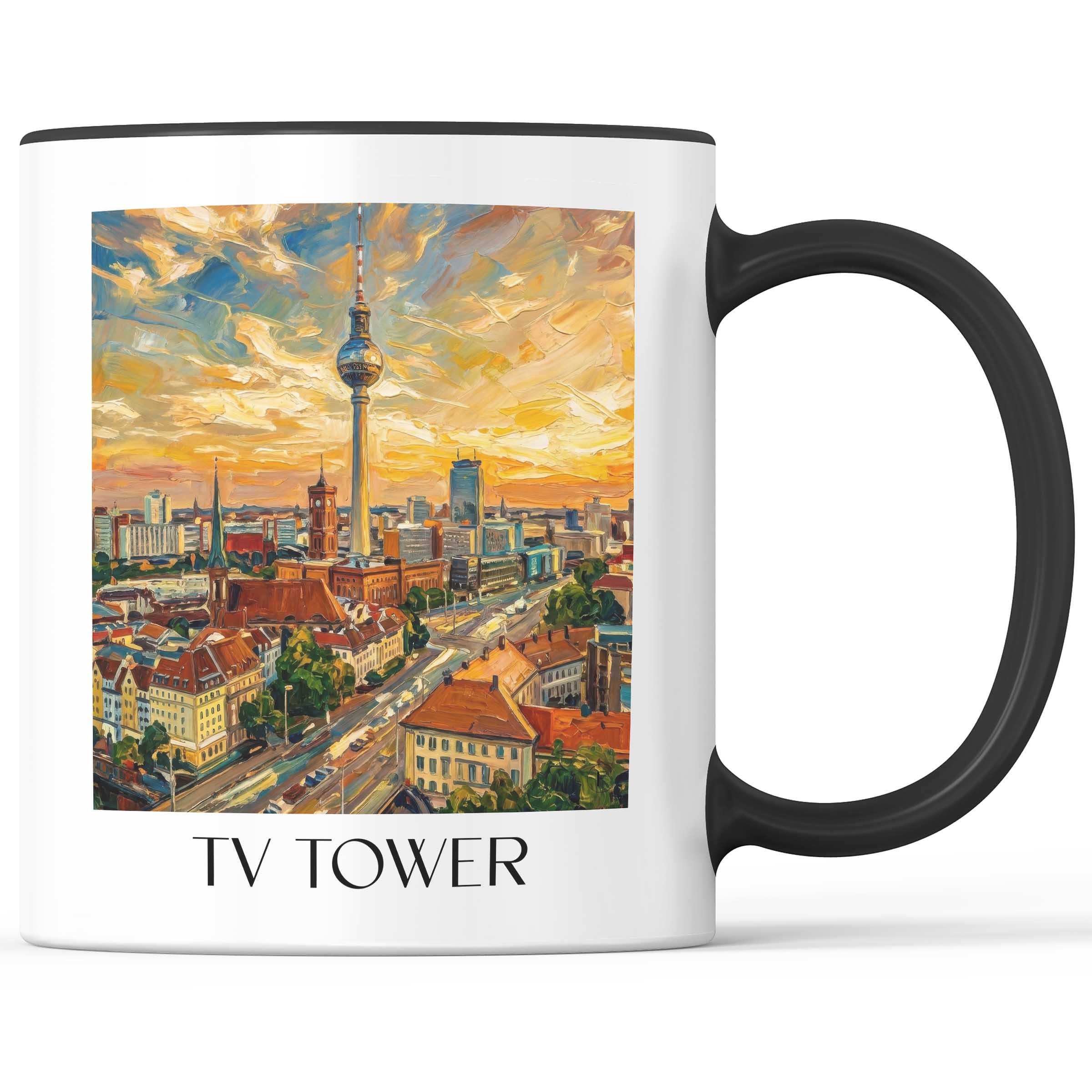 Fernsehturm Kaffeebecher - Berlin - Deutschland Becher - Kaffeetasse im Ölgemälde Stil