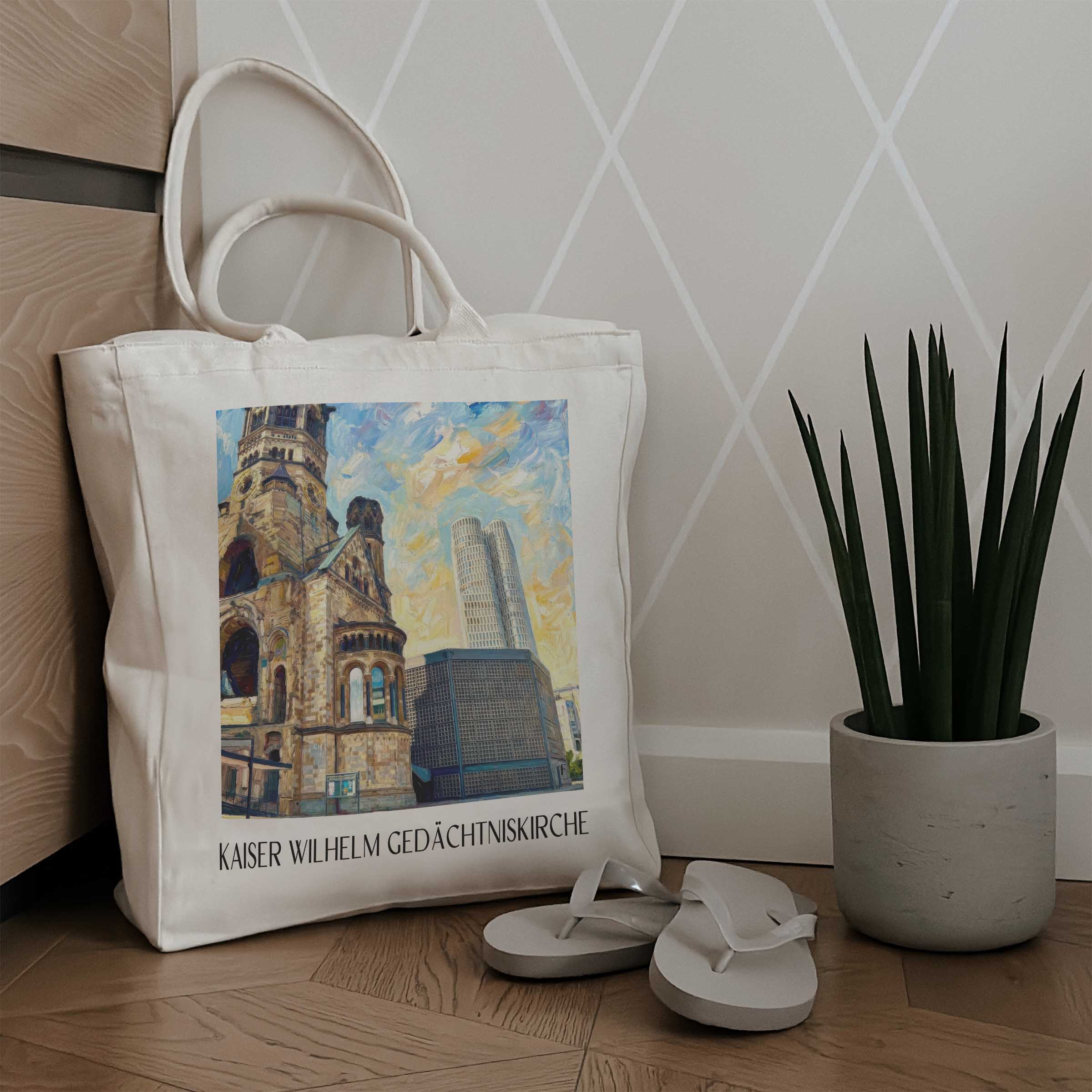 kaiser-wilhelm-gedächtniskirche-berlin-deutschland-einkaufstasche-oil-painting-oelgemaelde