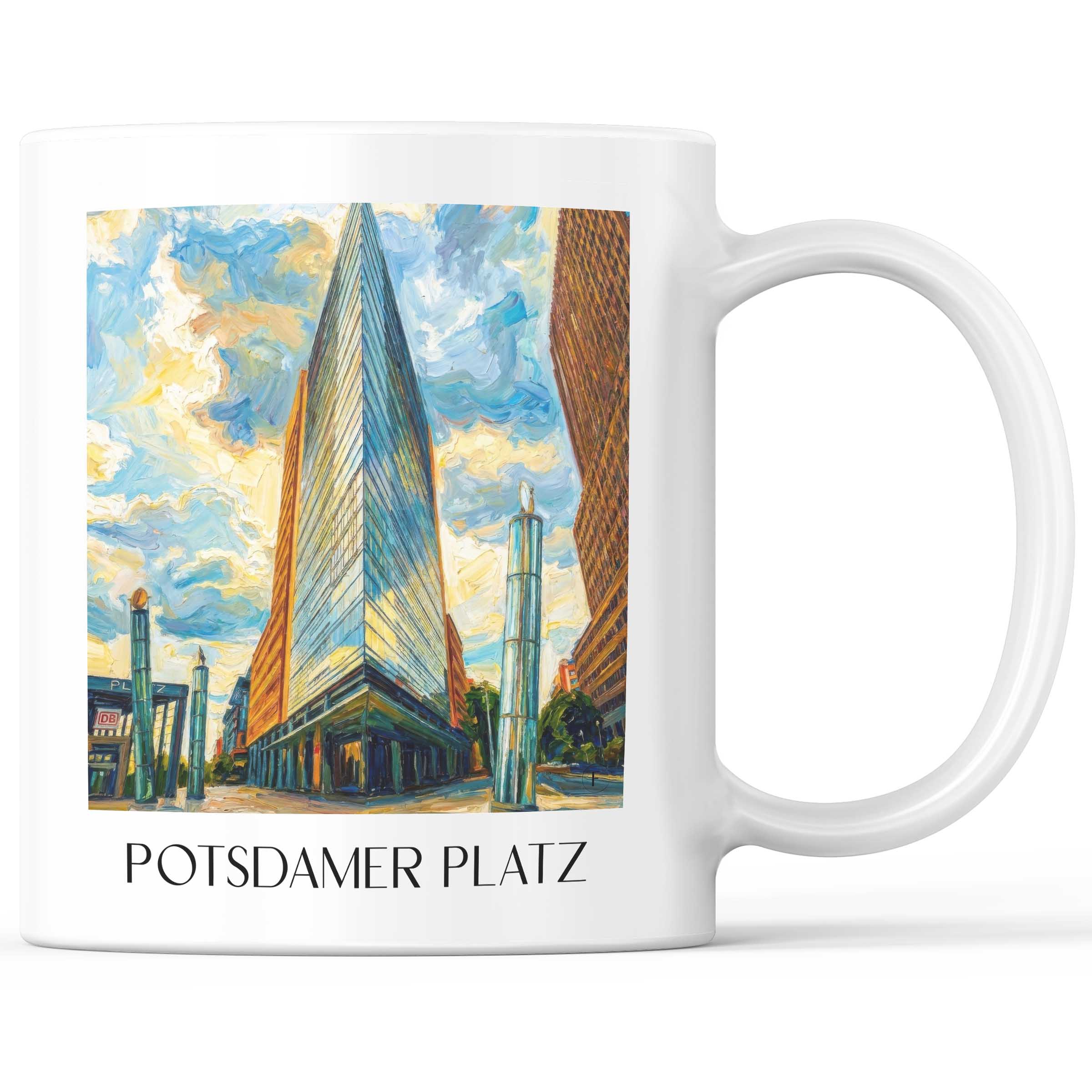 Potsdamer Platz Kaffeebecher - Berlin - Deutschland Becher - Kaffeetasse im Ölgemälde Stil
