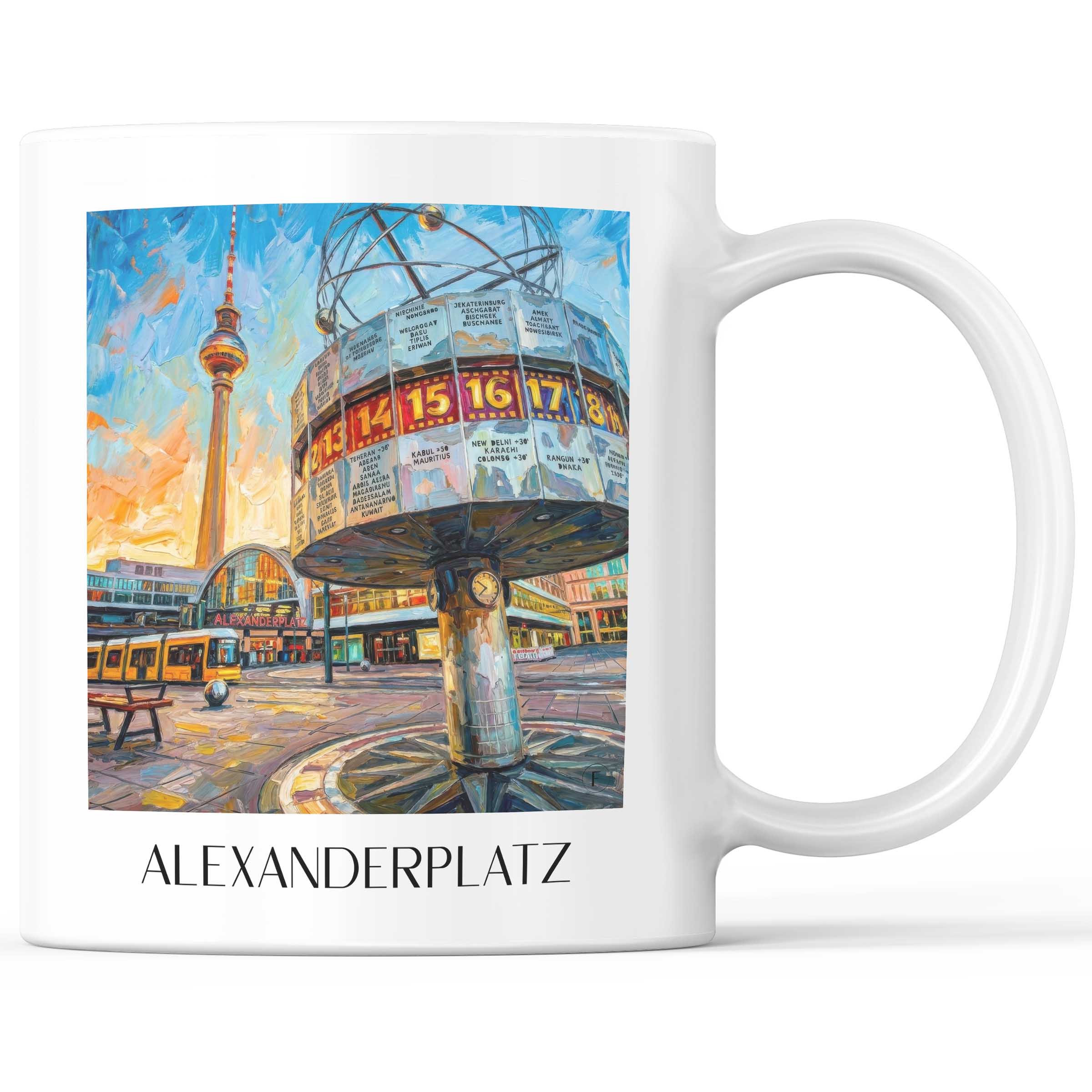 Alexanderplatz Kaffeebecher - Berlin - Deutschland Becher - Kaffeetasse im Ölgemälde Stil