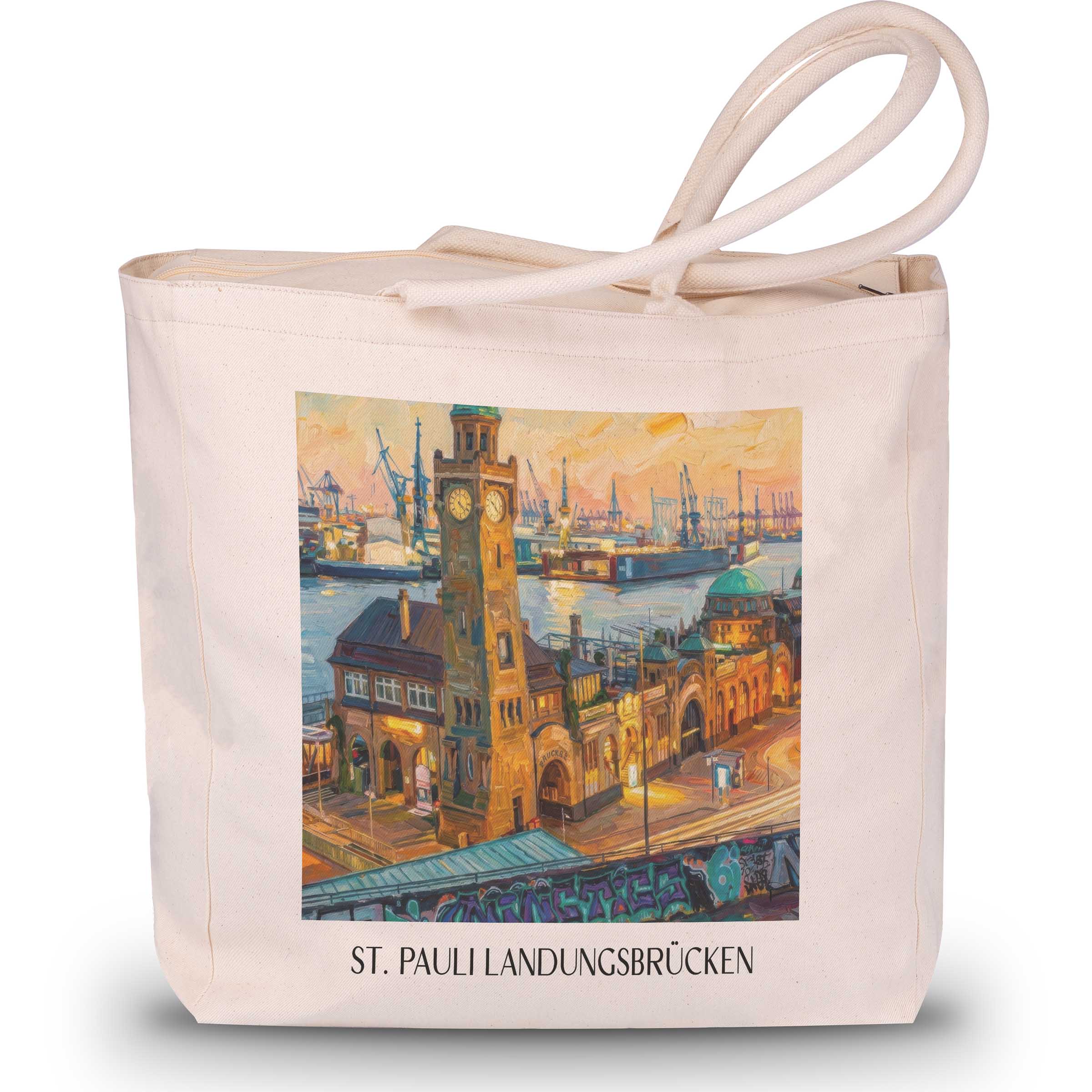 st.-pauli-landungsbrücken-hamburg-deutschland-einkaufstasche-oil-painting-oelgemaelde