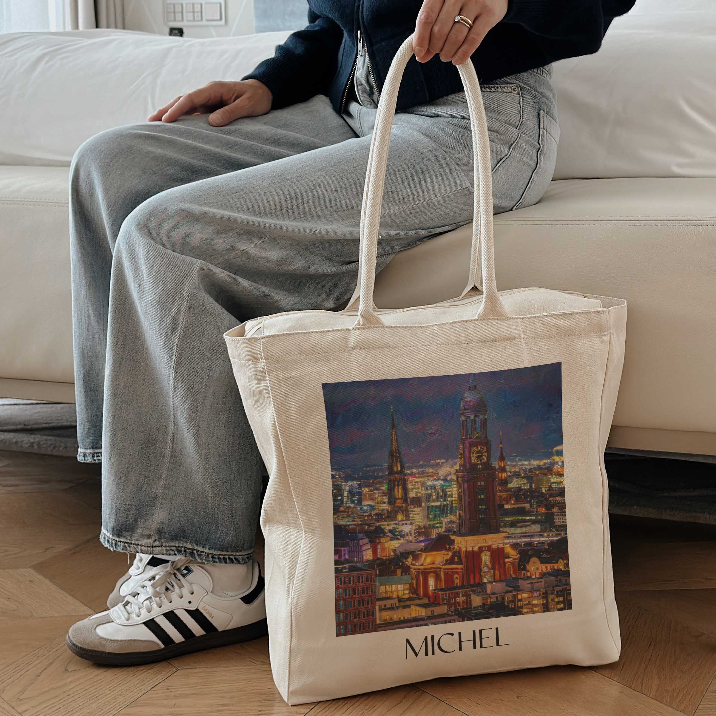 michel-hamburg-deutschland-einkaufstasche-oil-painting-oelgemaelde
